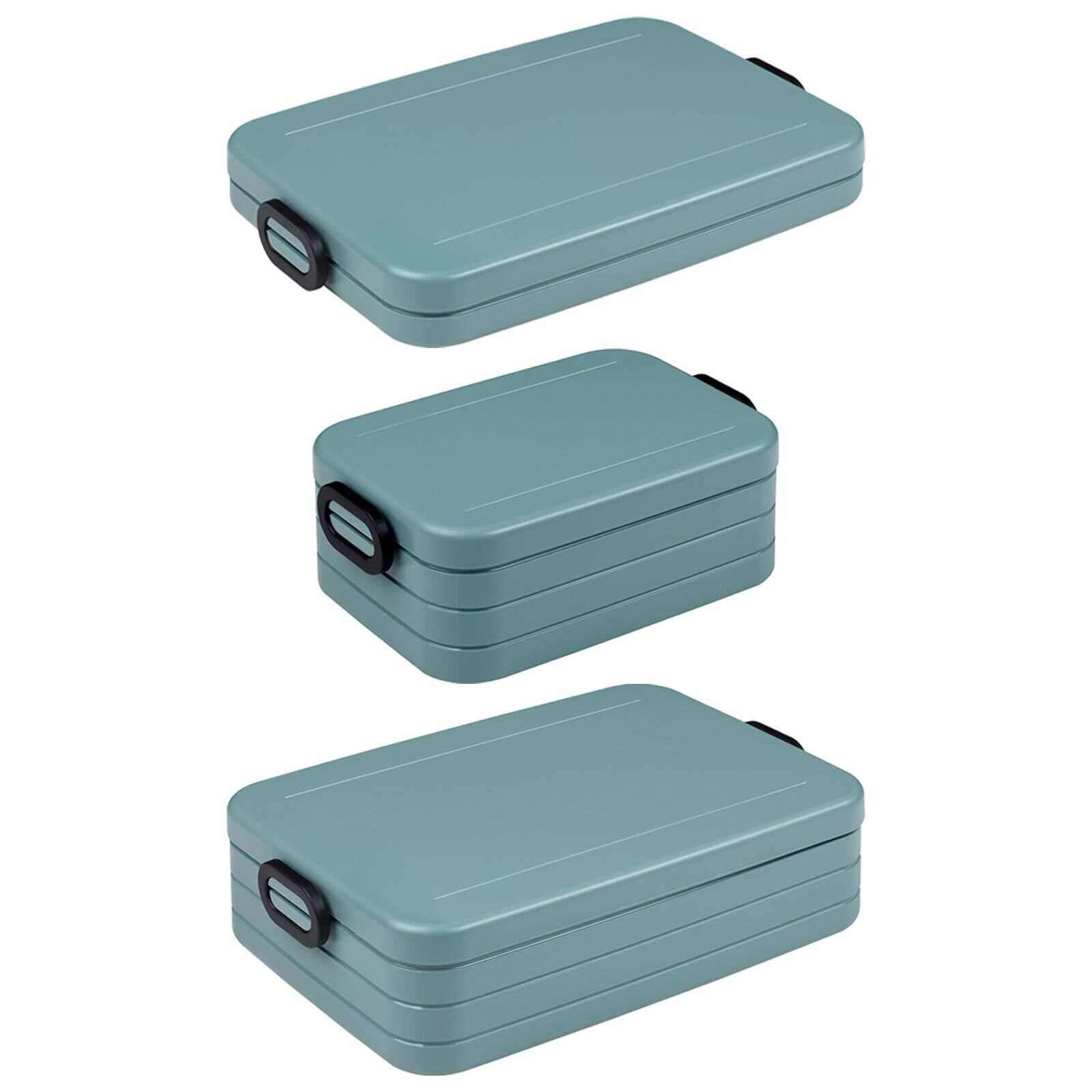 Mepal Lunchbox Take a Break Lunchboxen Large Midi Flat 3er Set, Acrylnitril-Butadien-Styrol (ABS), (3-tlg), Spülmaschinengeeignet Nordic Green