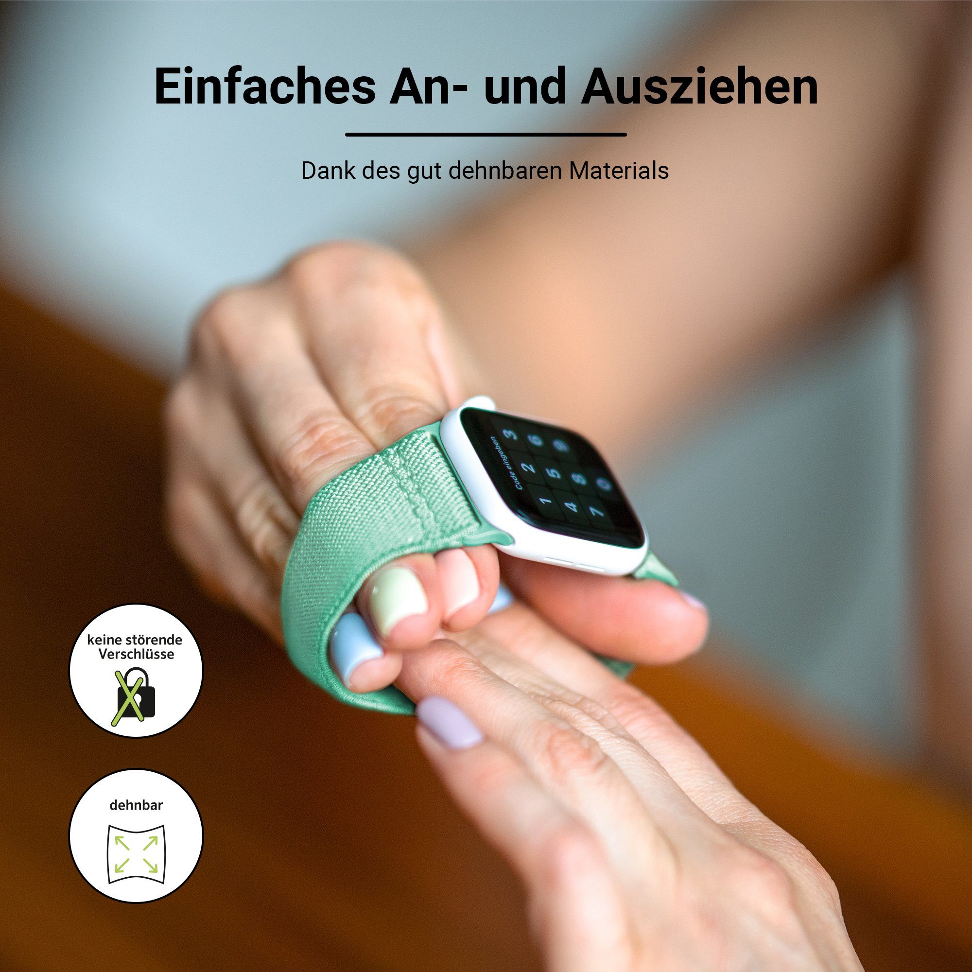 & Uhrenarmband Artwizz Watch Apple 6-4 Series Flex, (38mm) (41mm), Grün WatchBand SE Adapter, 9-7 Türkis, (40mm), mit Smartwatch-Armband 3-1 Textil