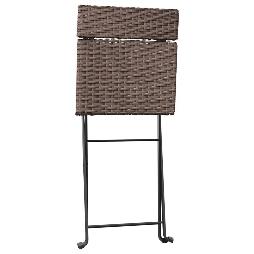 vidaXL Gartenstuhl Bistrostühle Poly Braun Klappbar Braun Braun und Rattan Stahl Stk. St) 2 | (2