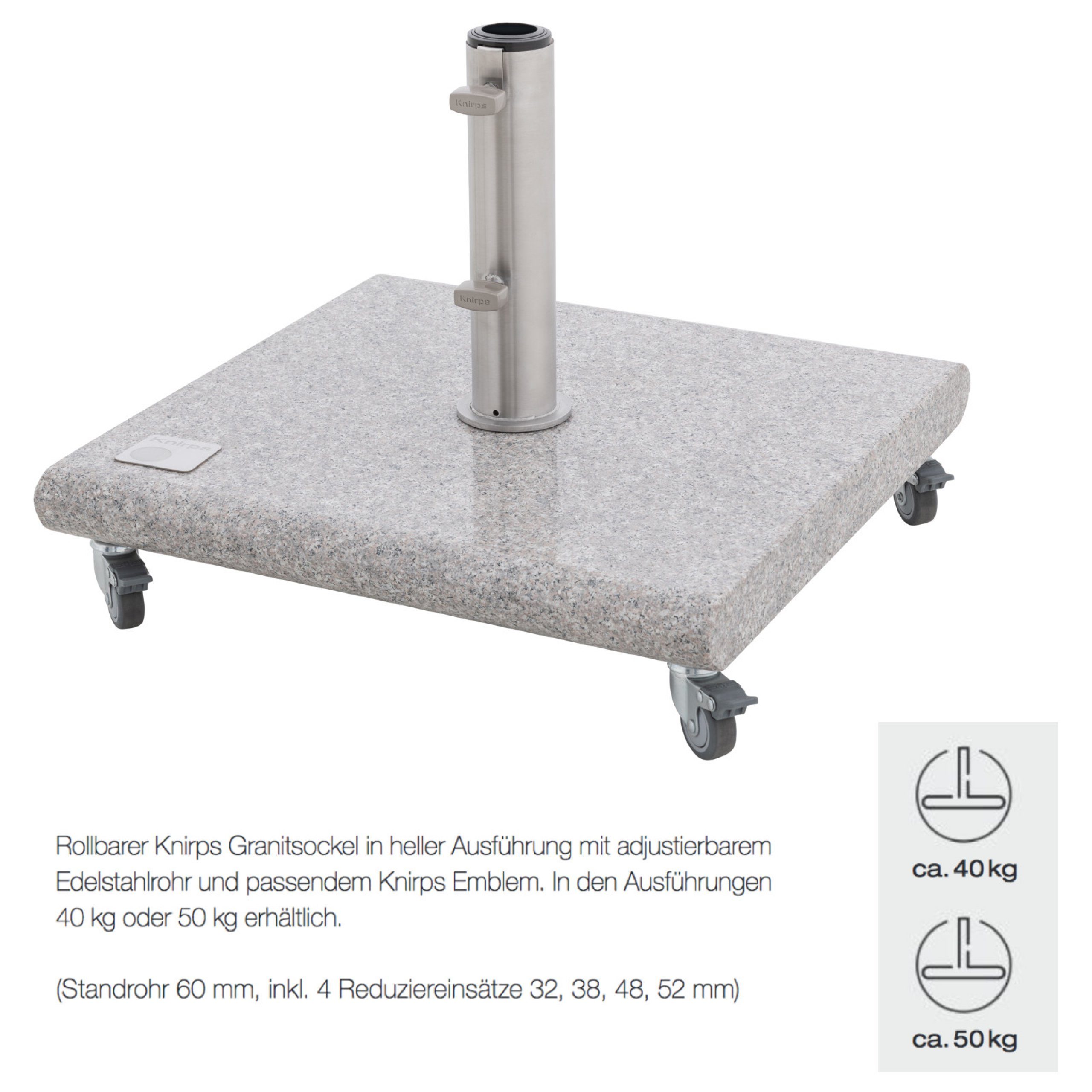 Knirps® Sonnenschirm KNIRPS Rollsockel Granit 40 oder 50 kg Schirmständer Granitsockel