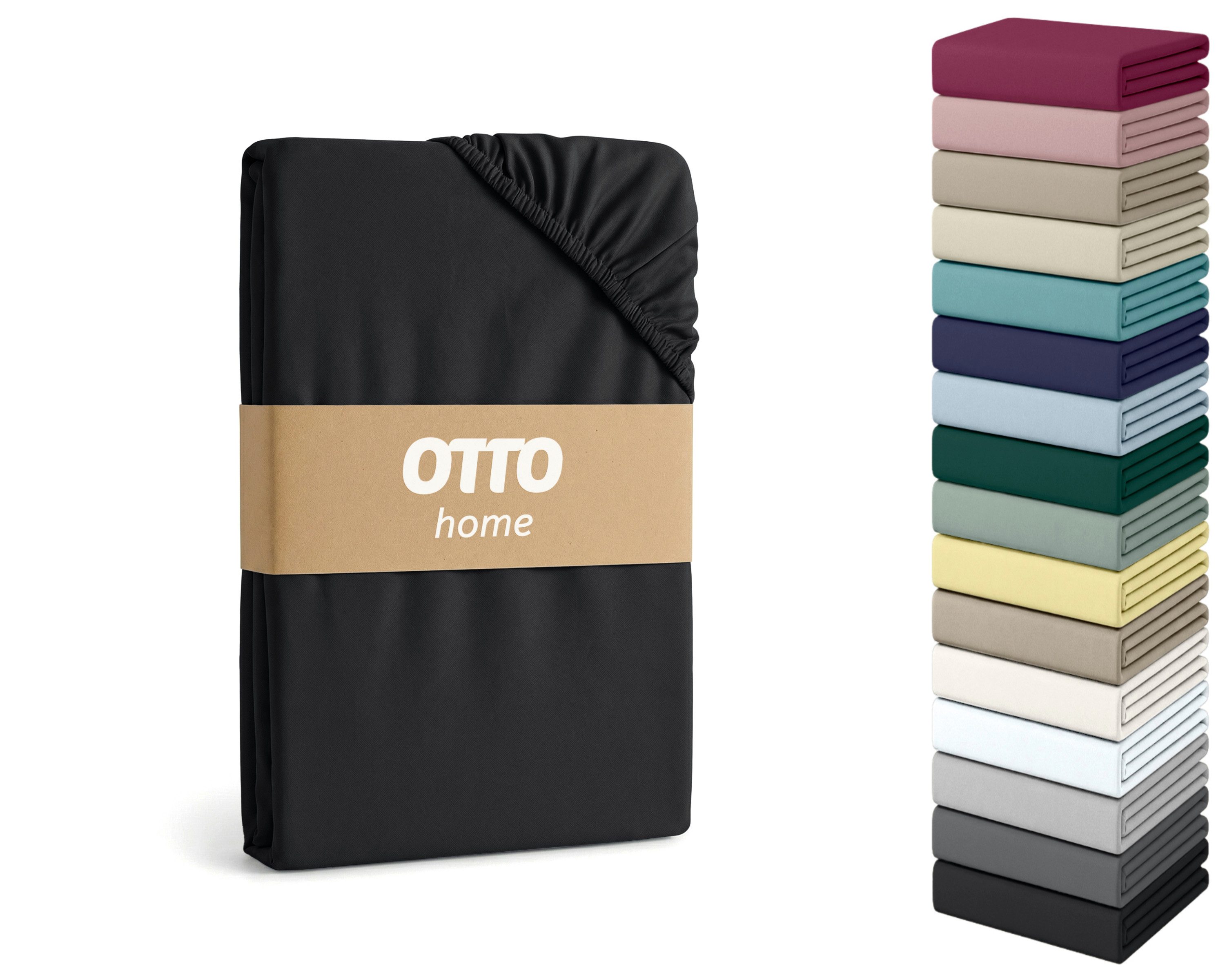 OTTO home Spannbettlaken PHYSALIS Comfort 100% Baumwolle, 150 g/m², Jersey, Gummizug: rundum, (2 Stück), Bettlaken bis 20 cm Matratzenhöhe, weich, bügelfrei, optimaler Sitz