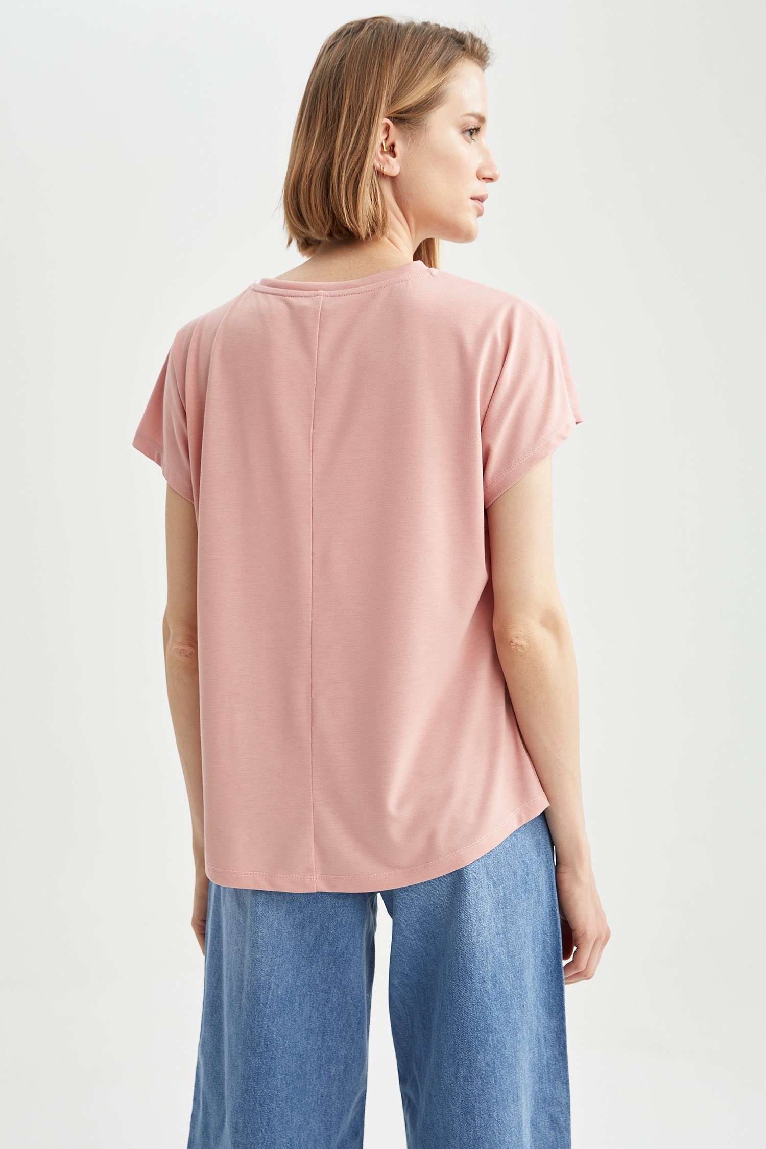 Damen Shirts DeFacto Kurzarmshirt Damen Kurzärmeliges T-Shirt REGULAR FIT C NECK