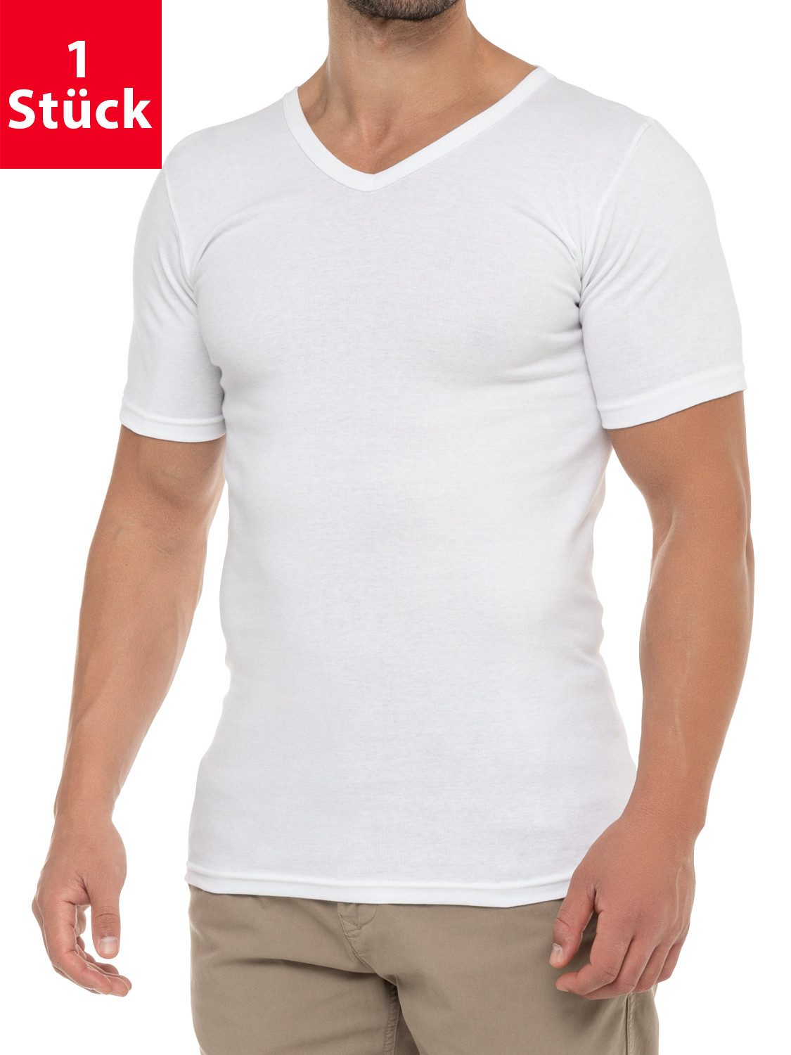 celodoro Kurzarmshirt Herren Business T-Shirt V-Neck Feinripp Baumwolle (1er/3er)