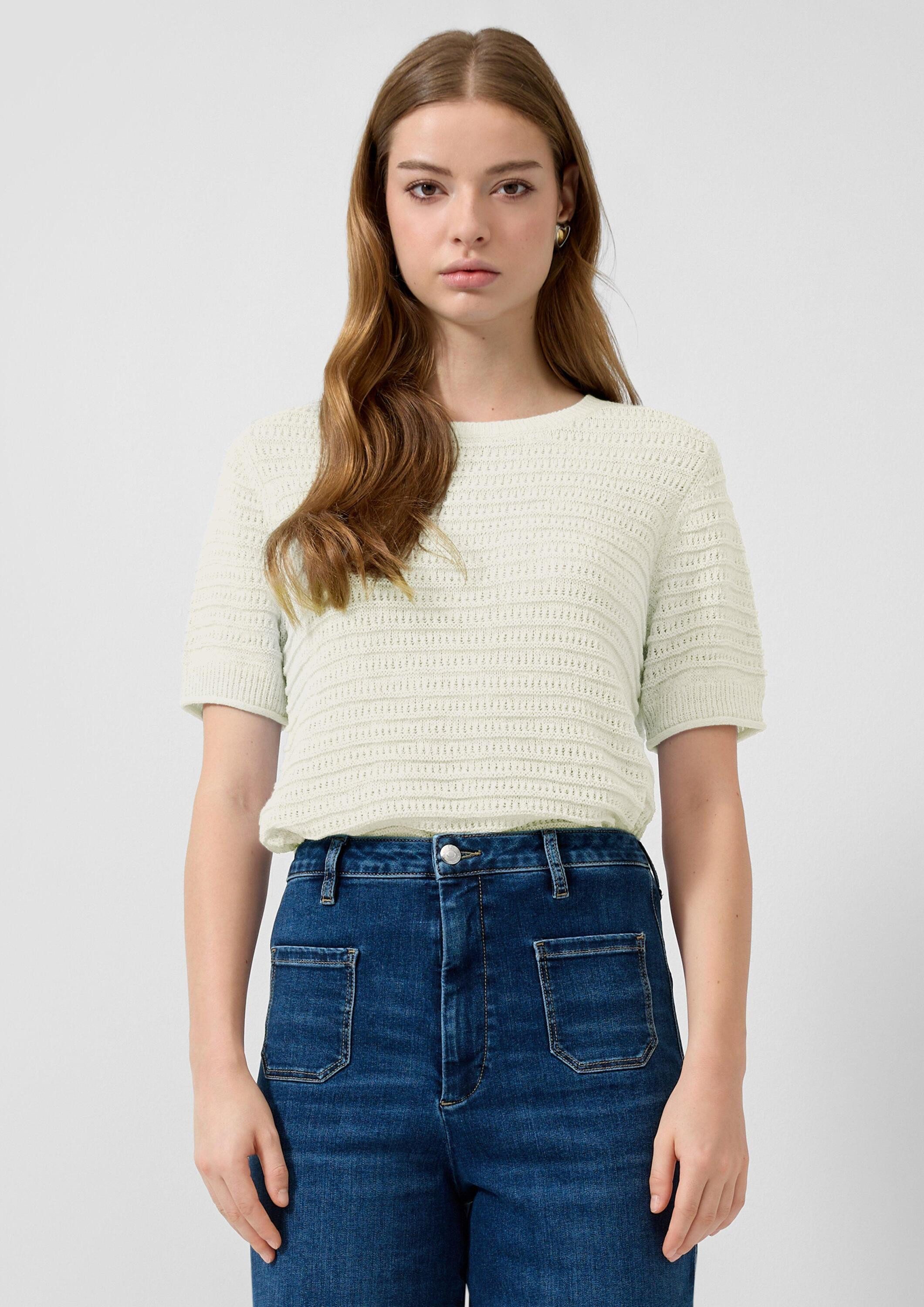 QS Kurzarmpullover Strickpullover Kurzarmpullover