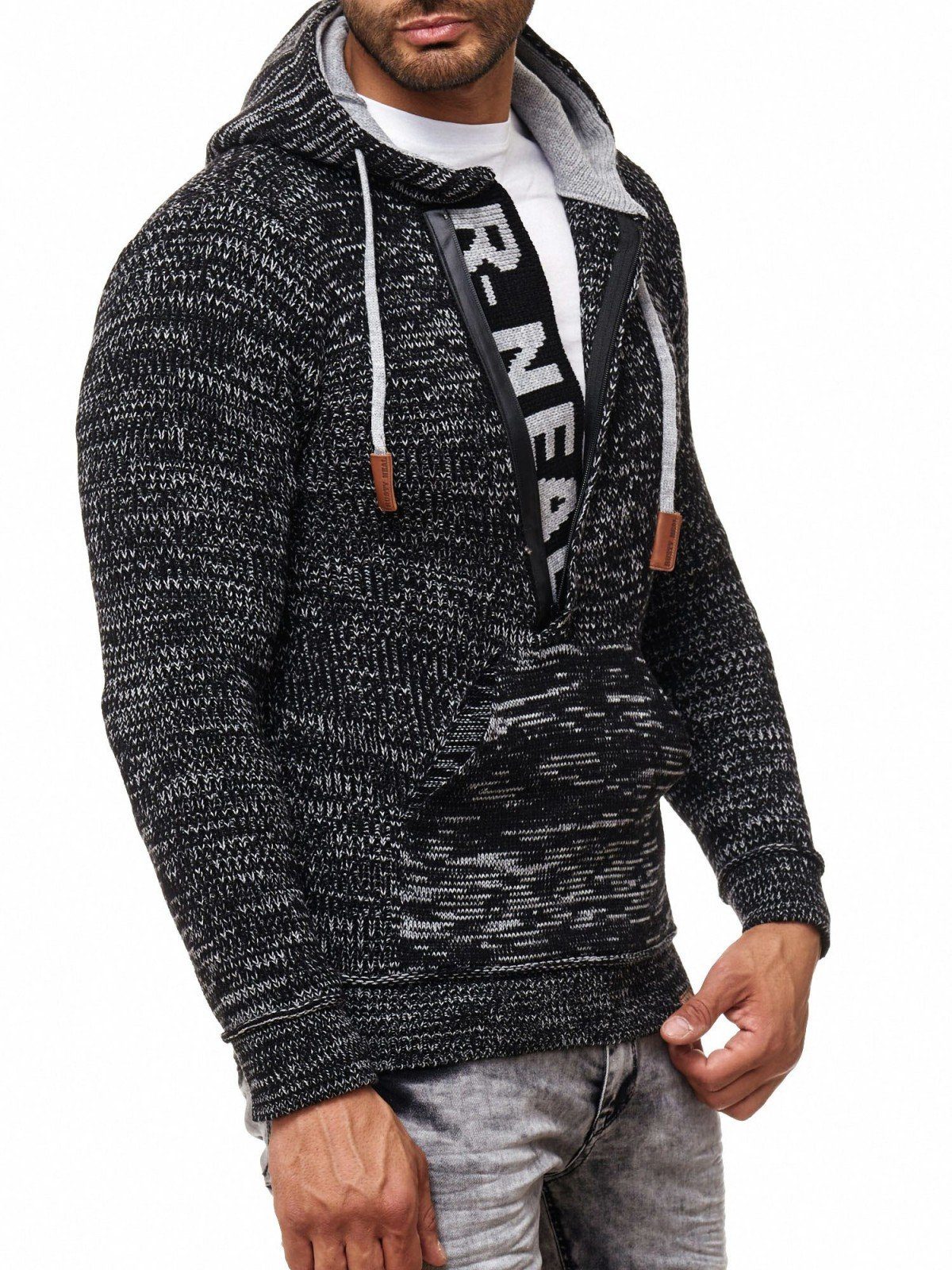 Rusty Neal Kapuzensweatshirt mit coolem Schriftzug schwarz, grau
