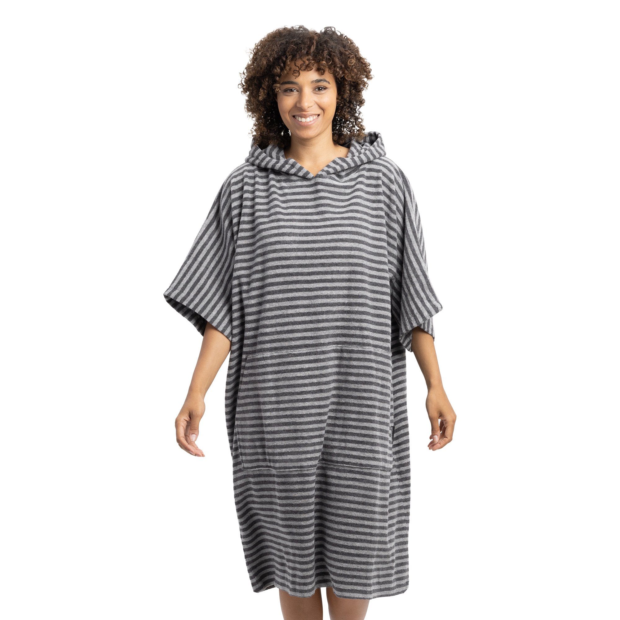 HOMELEVEL Unisex-Bademantel Badeponcho Unisex aus Baumwolle & Polyester für Erwachsene mit Kapuze, Baumwolle