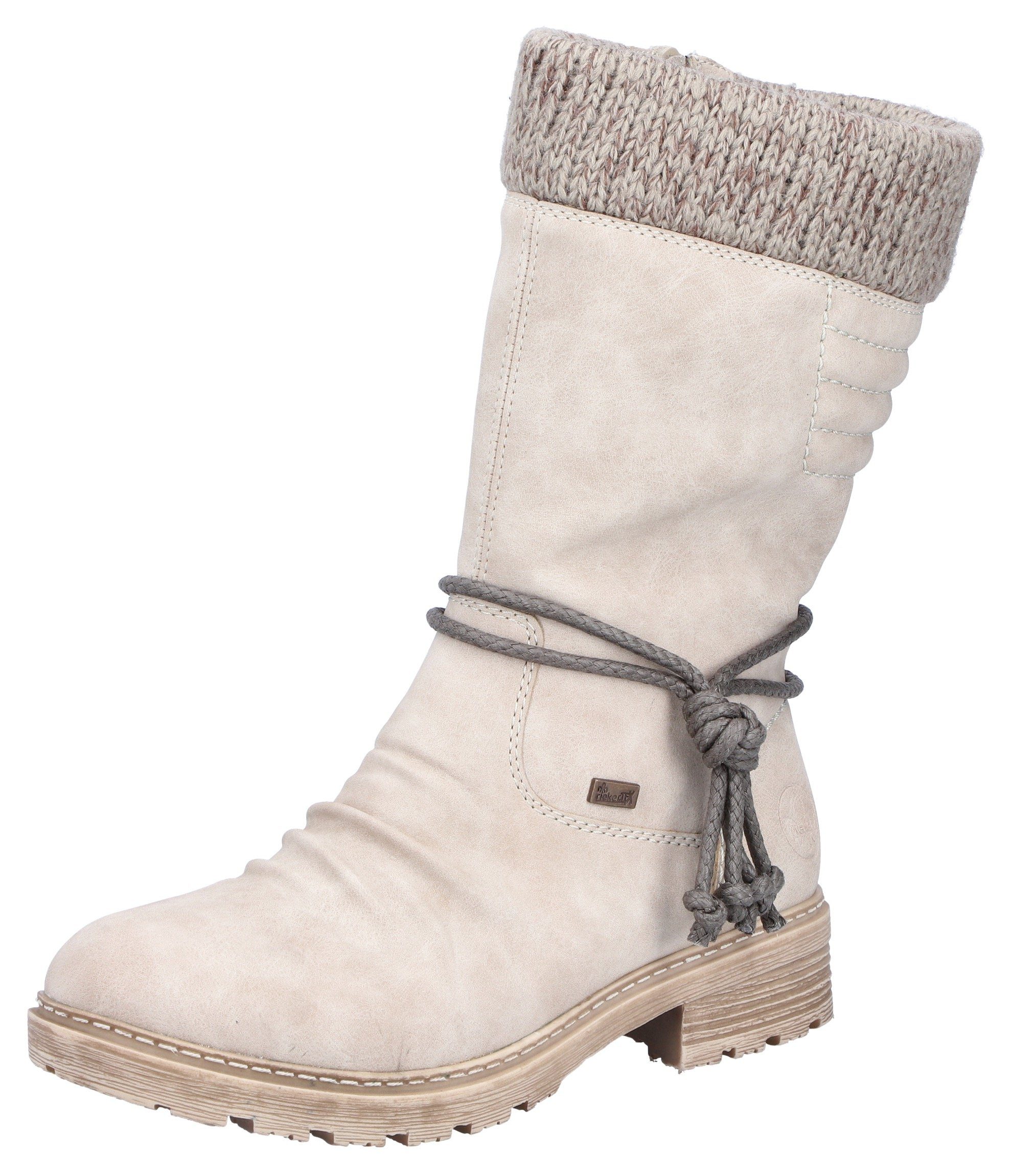 Rieker Winterstiefel mit gestricktem Schaftrand beige