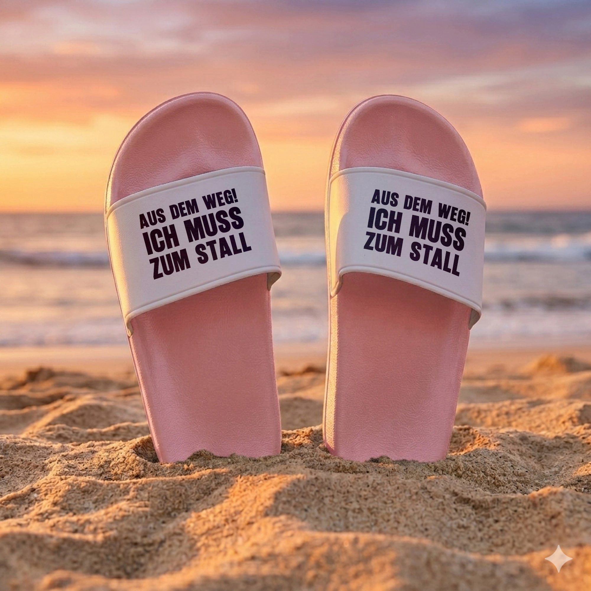 22Feels Badelatschen Pink Geschenk Reiterinnen Damen Frauen Spruch Stall Badepantolette IN DEUTSCHLAND BEDRUCKT