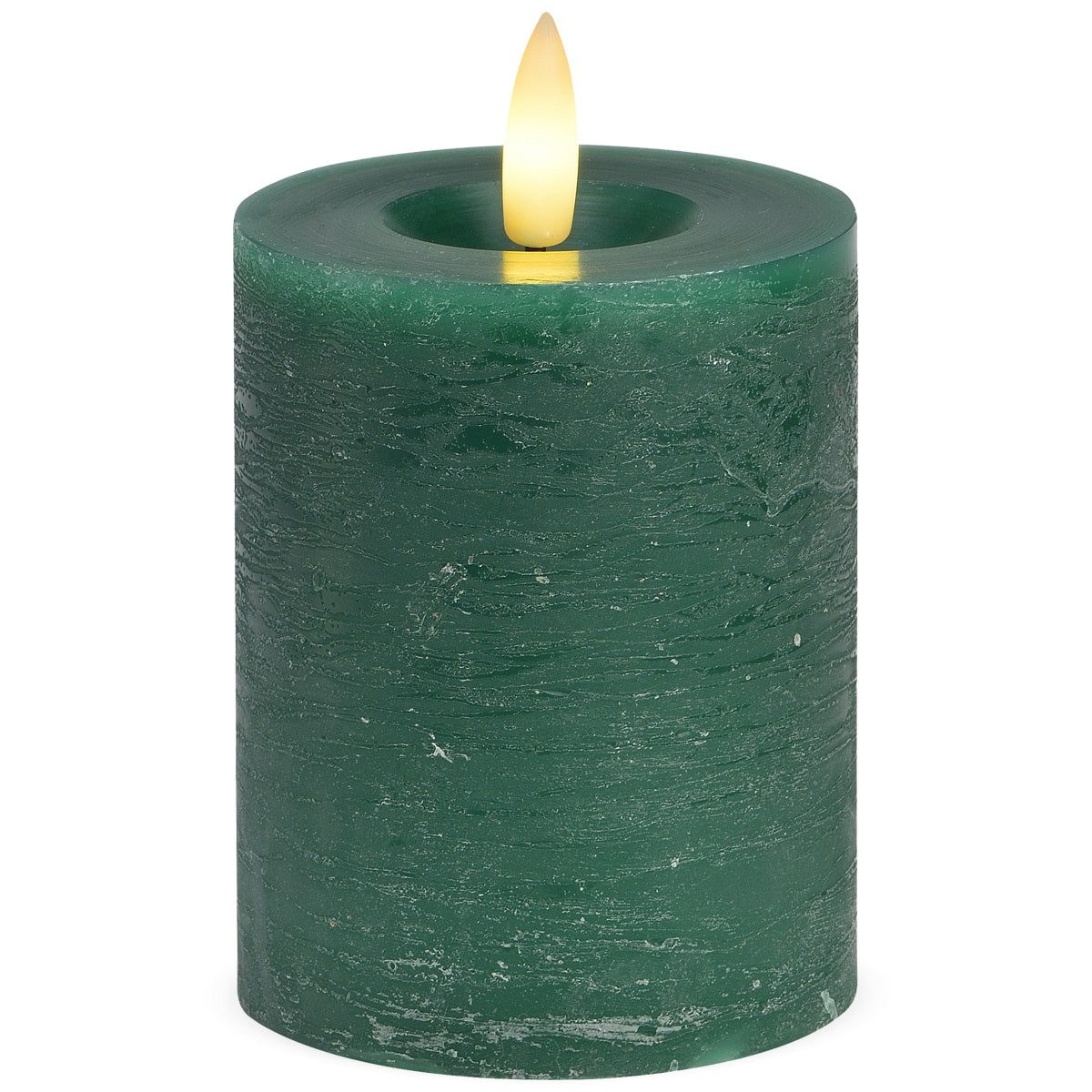 matches21 HOME & HOBBY LED-Kerze LED Stumpen-Kerze Echtwachs-Kerze flackernd, 7x9 cm, grün (1-tlg), Mit beweglicher Flamme, Fernbedienung & Timer für Adventskranz