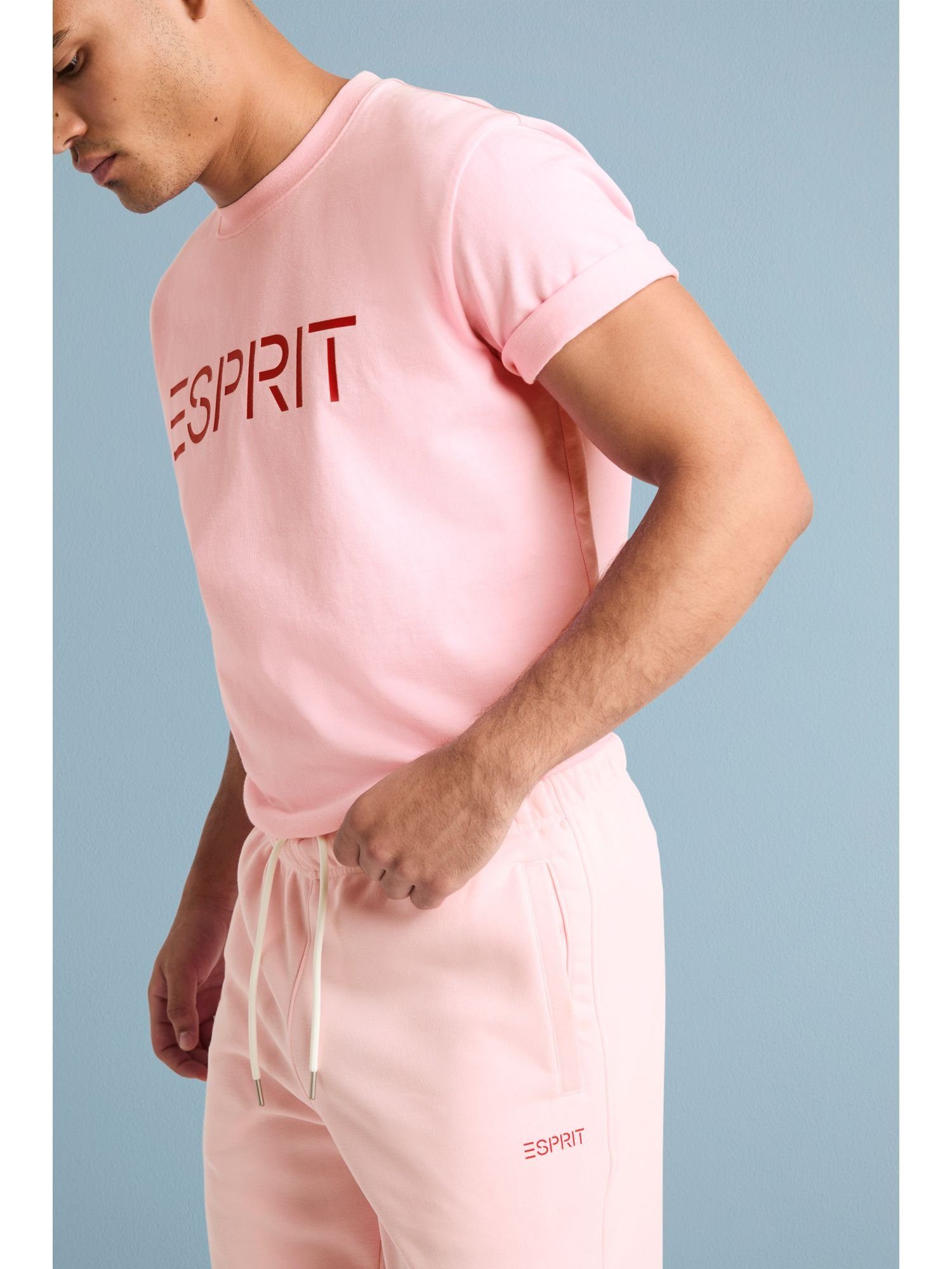 Esprit Logo-Sweathose Baumwollfleece Jogginghose LIGHT Unisex aus PINK