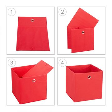relaxdays Aufbewahrungsbox 6 x Aufbewahrungsbox Stoff rot