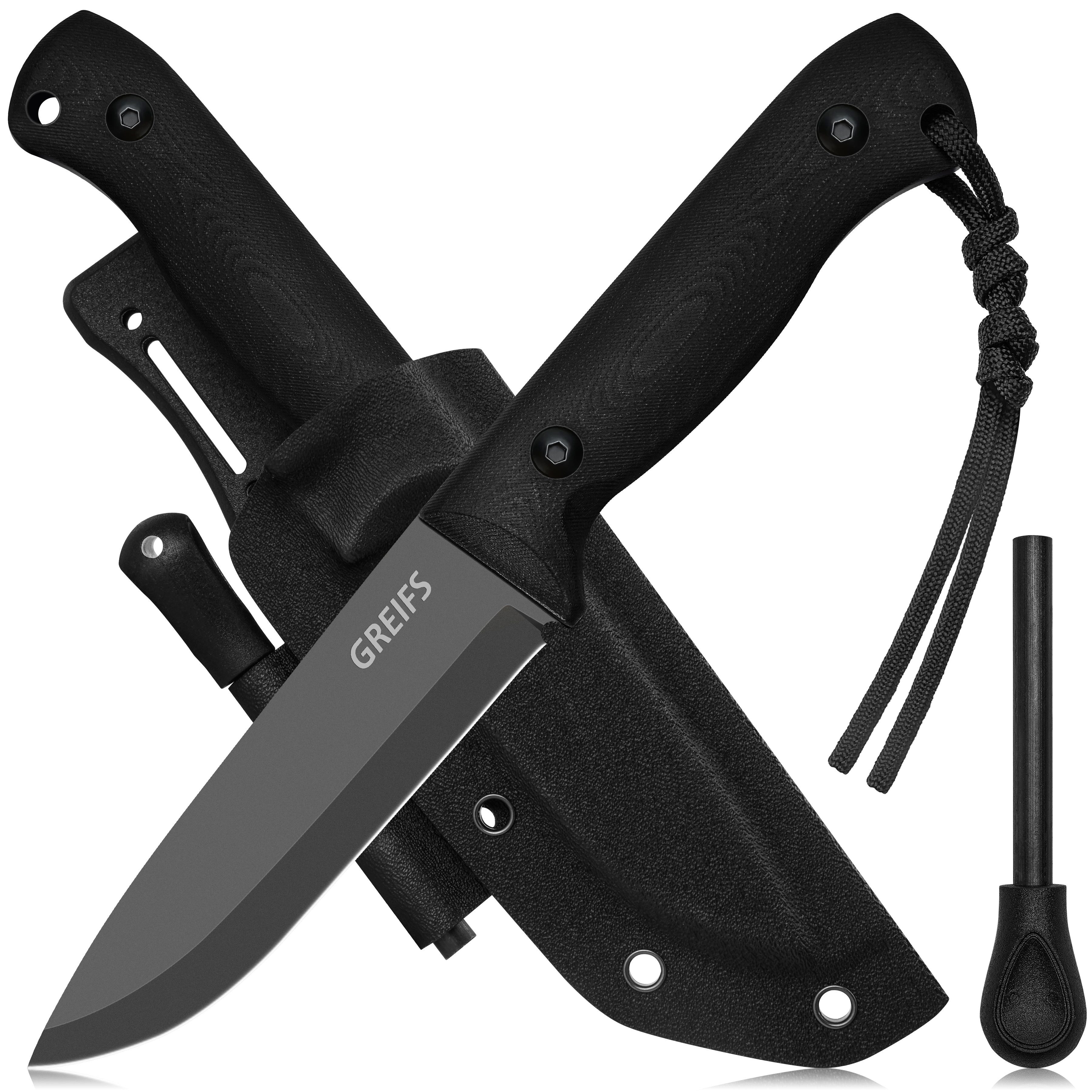 Universalmesser BUSHMASTER Outdoor-Messer aus D2 Stahl mit Kydex Holster + Feuerstahl