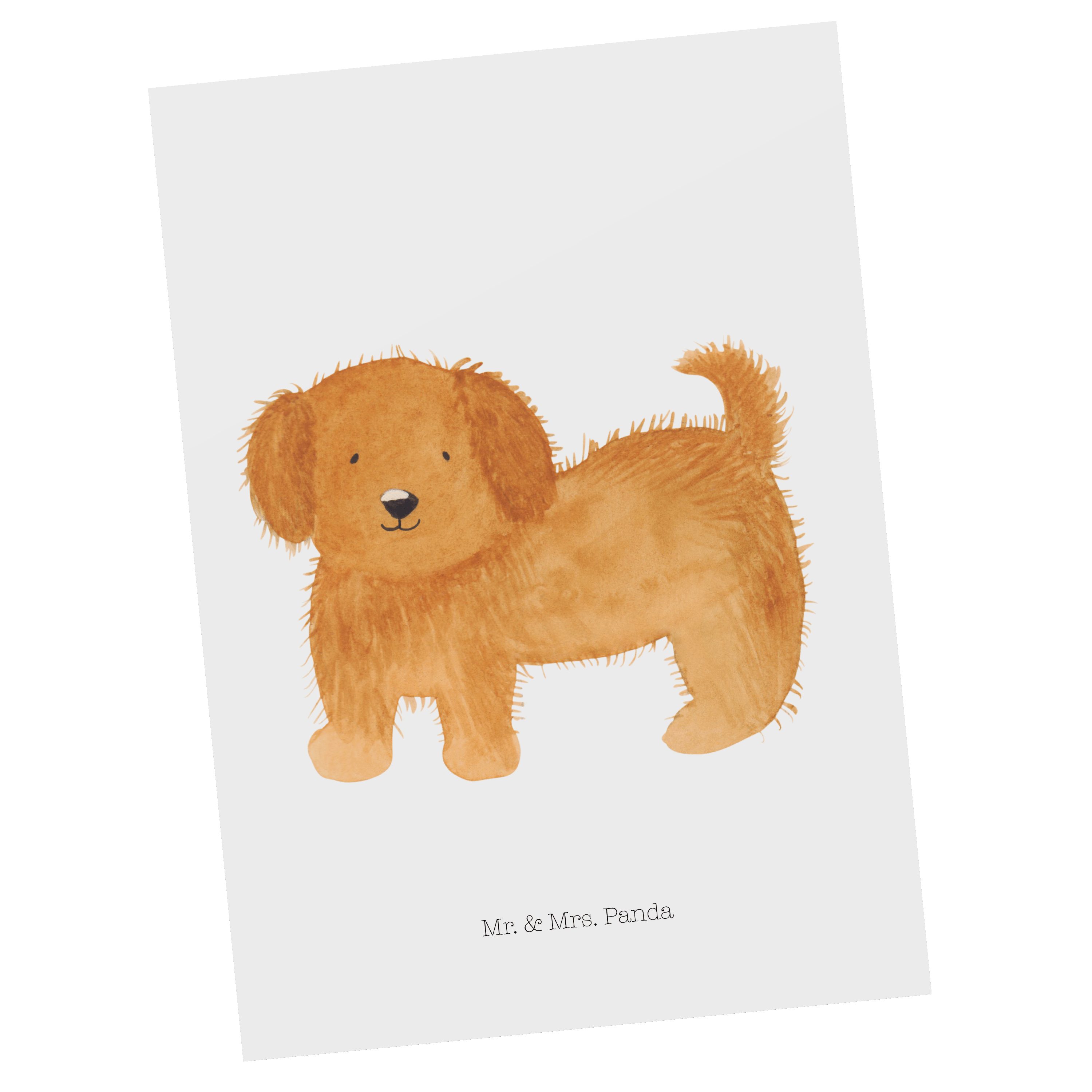 Mr. & Mrs. Panda Postkarte Hund flauschig - Weiß - Geschenk, Karte, niedlich, Grußkarte, Einladu