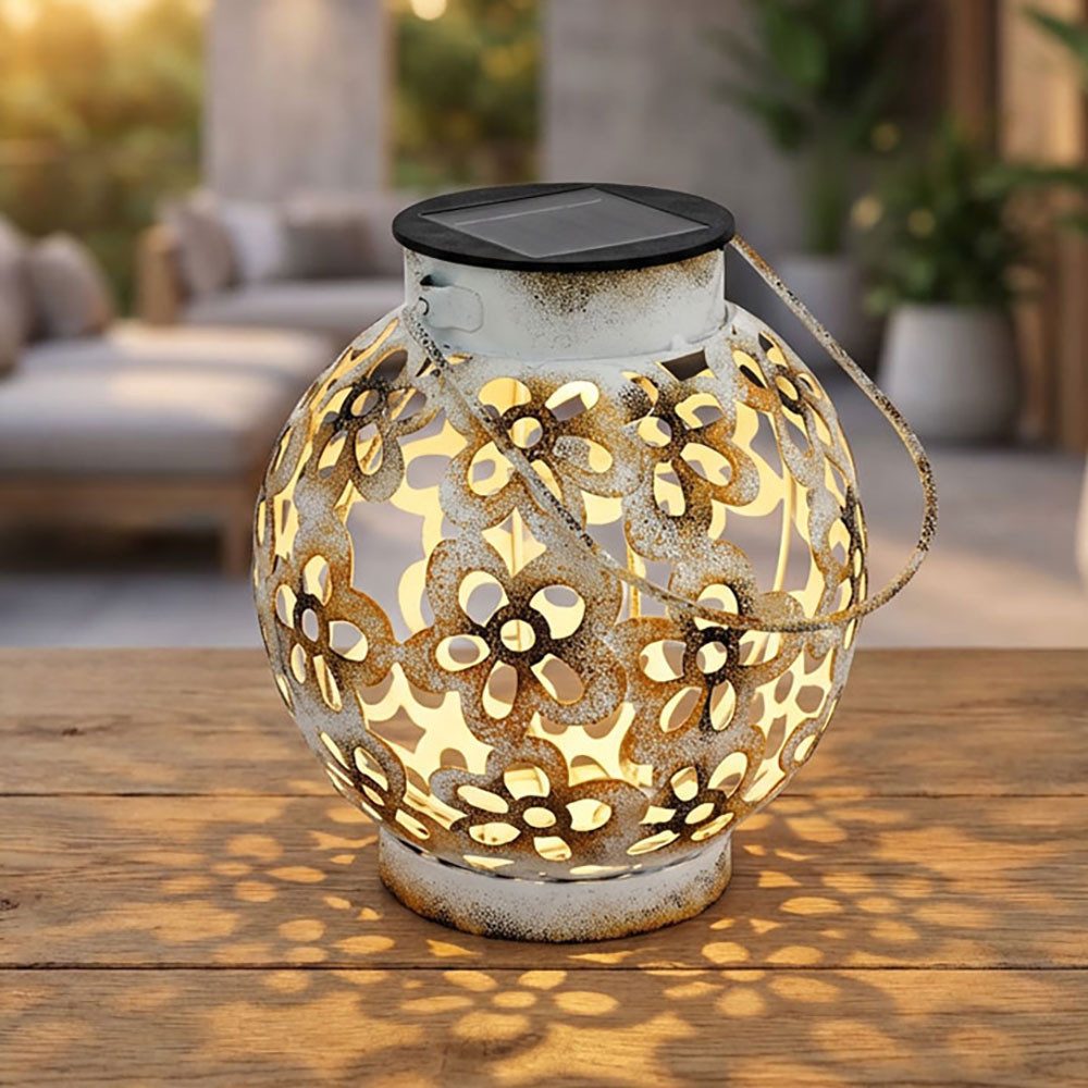EGLO LED Solarleuchte, LED-Leuchtmittel fest verbaut, Warmweiß, Windlicht Solar Tischlampe Garten Solarleuchte LED Hängelampe IP44