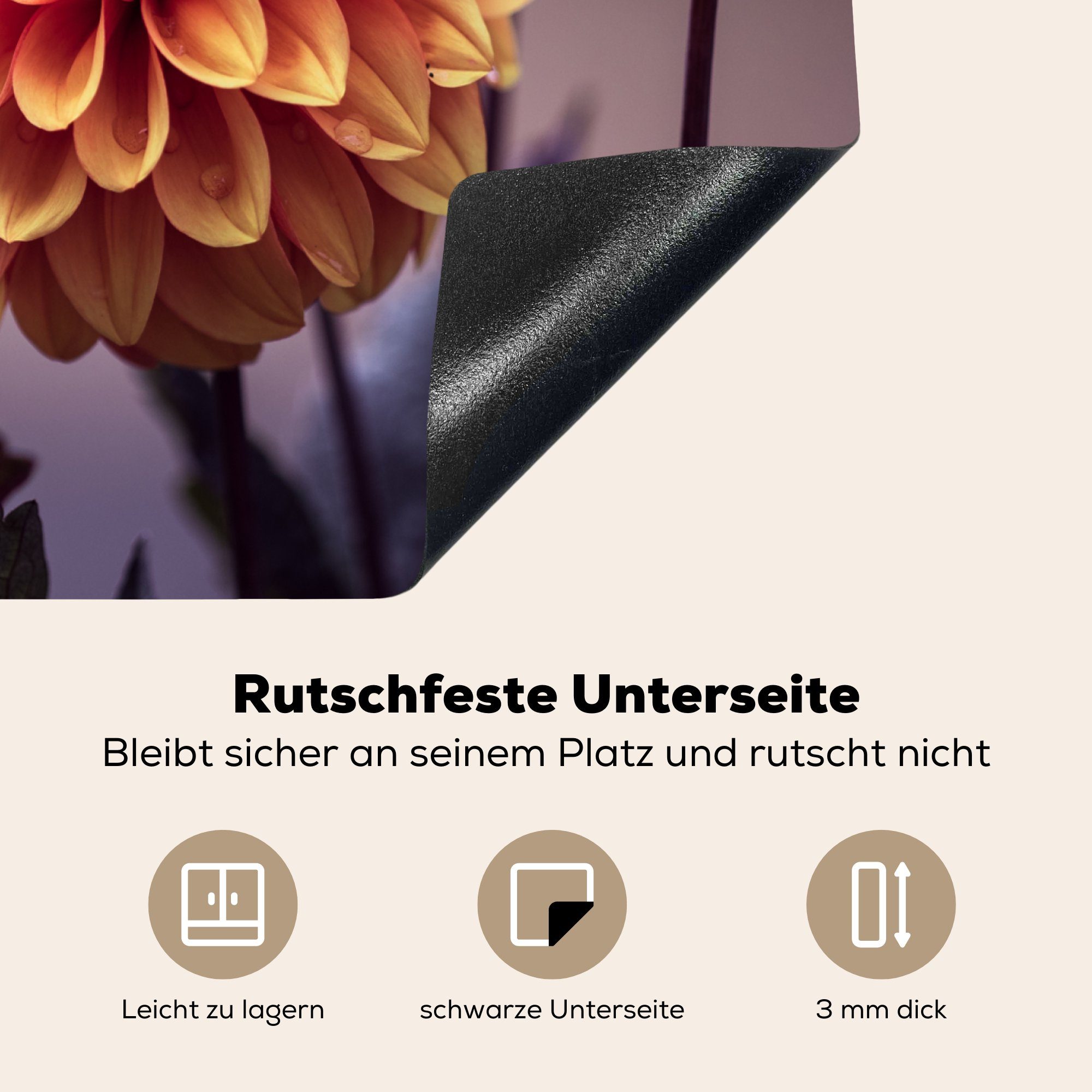 Makro Chrysantheme Herdblende-/Abdeckplatte - tlg), Blumen Vinyl, Induktionsschutz, MuchoWow Ceranfeldabdeckung Pflanzen, cm, (1 - Induktionskochfeld, 59x51 -