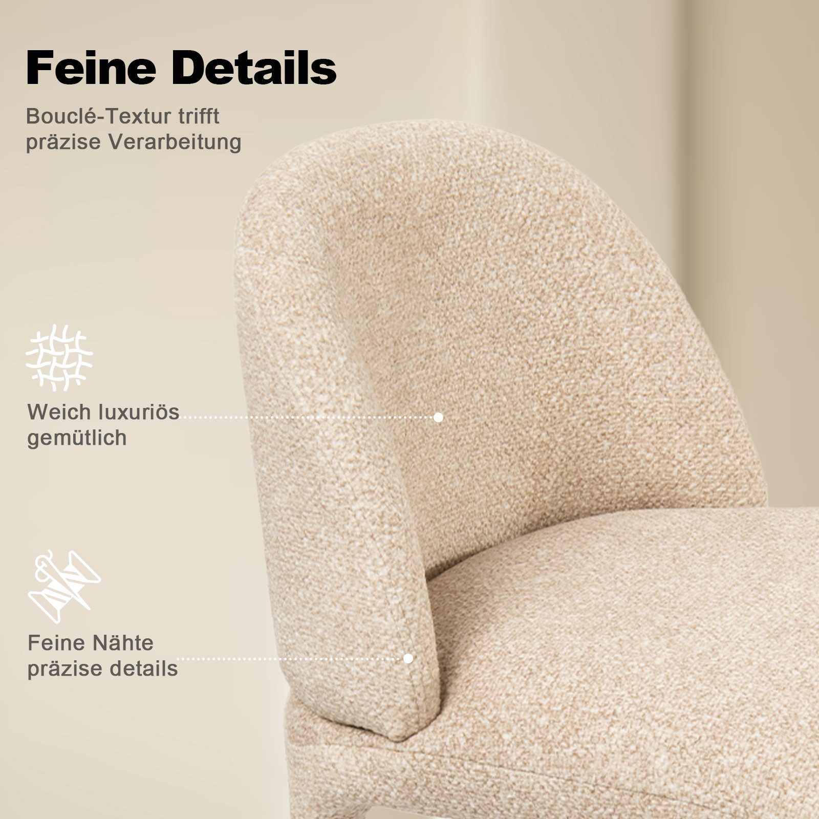Duhome Barhocker (5520A1), 2er/4er Set, Barstuhl aus Bouclé