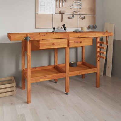 vidaXL Werkbank Werkbank mit Schubladen Schraubstöcken 162x62x83 cm Akazienholz, (1-tlg)