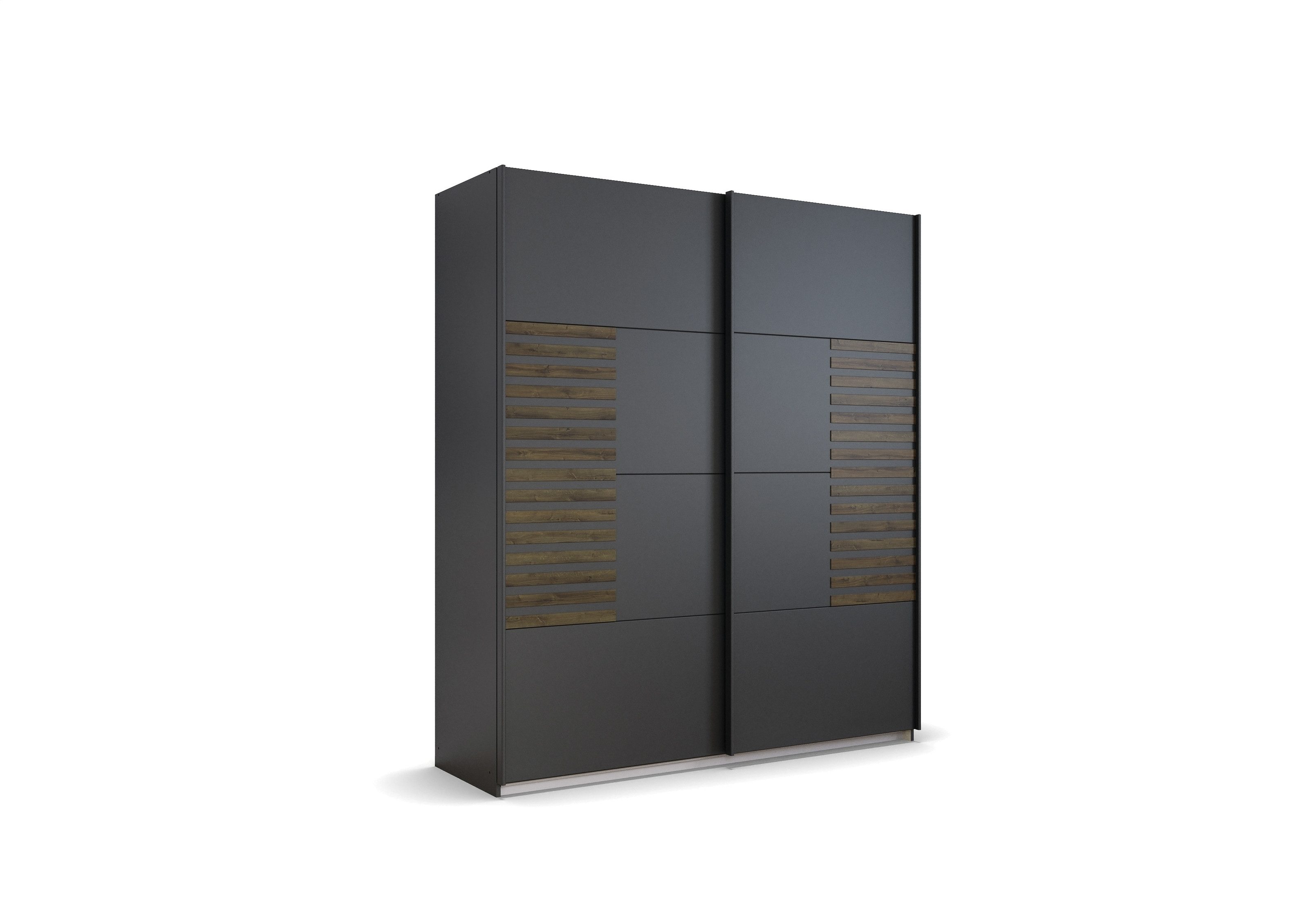 freiraum Schwebetürenschrank Barea 2 Böden, 2 Stangen, Eiche dunkel Dekor / grau - 181x210x62cm (B/H/T)