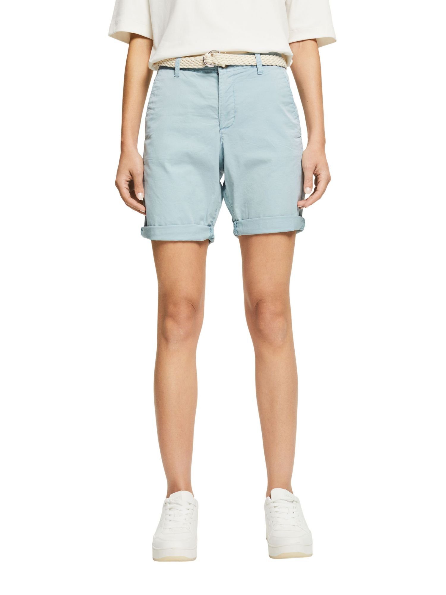 Esprit Shorts (1-tlg) Shorts Flechtgürtel GREY mit BLUE
