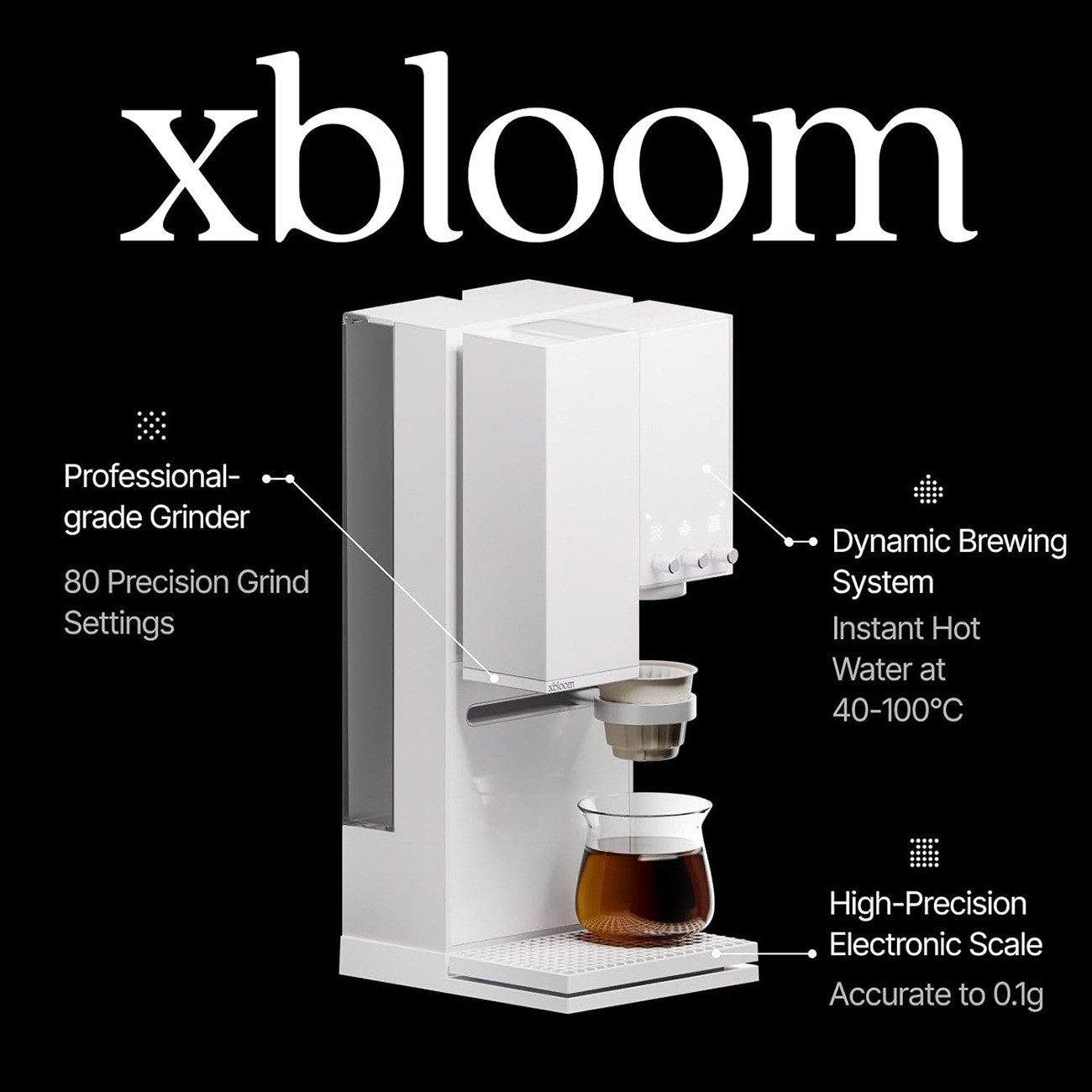 xbloom Filterkaffeemaschine, Pour-Over-Barista, Mahlwerk & Waage integriert, App-gesteuert