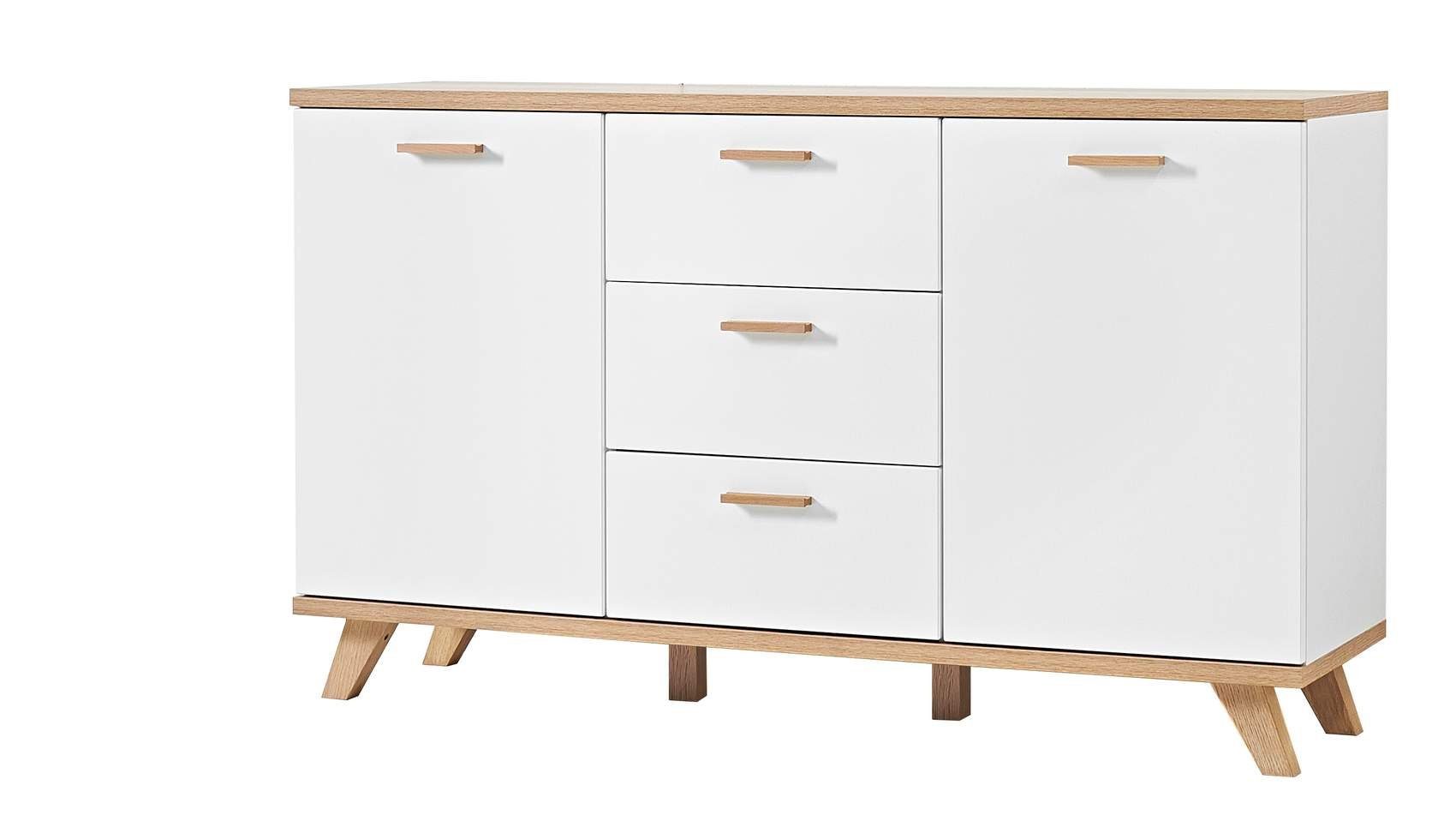 GERMANIA Sideboard Sideboard OSLO 3216 im Scandi Style Weiß Sanremo Eiche