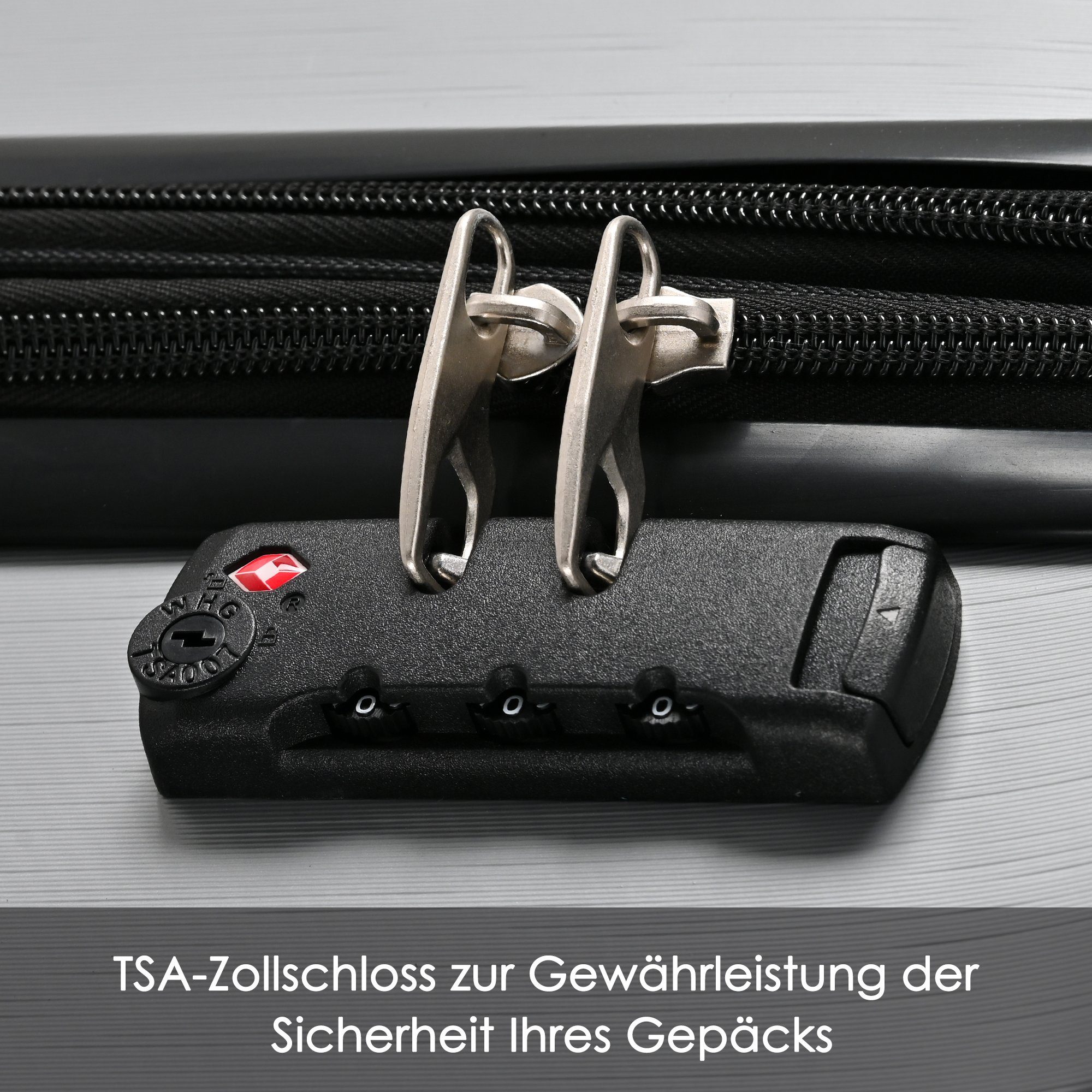 Hartschalen-Trolley cm Reisekoffer Ulife ABS 4 Grau Zollschloss, 360° Rollen, L-Größe: Rollen,TSA mit 66,5×45.5×28