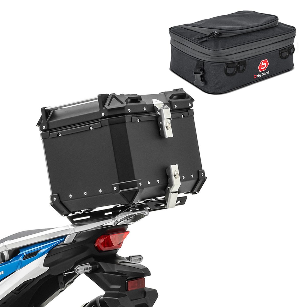 Topcase Set Motorrad Aluminium Topcase 45L + Zusatztasche # XB45 Alu Top Case