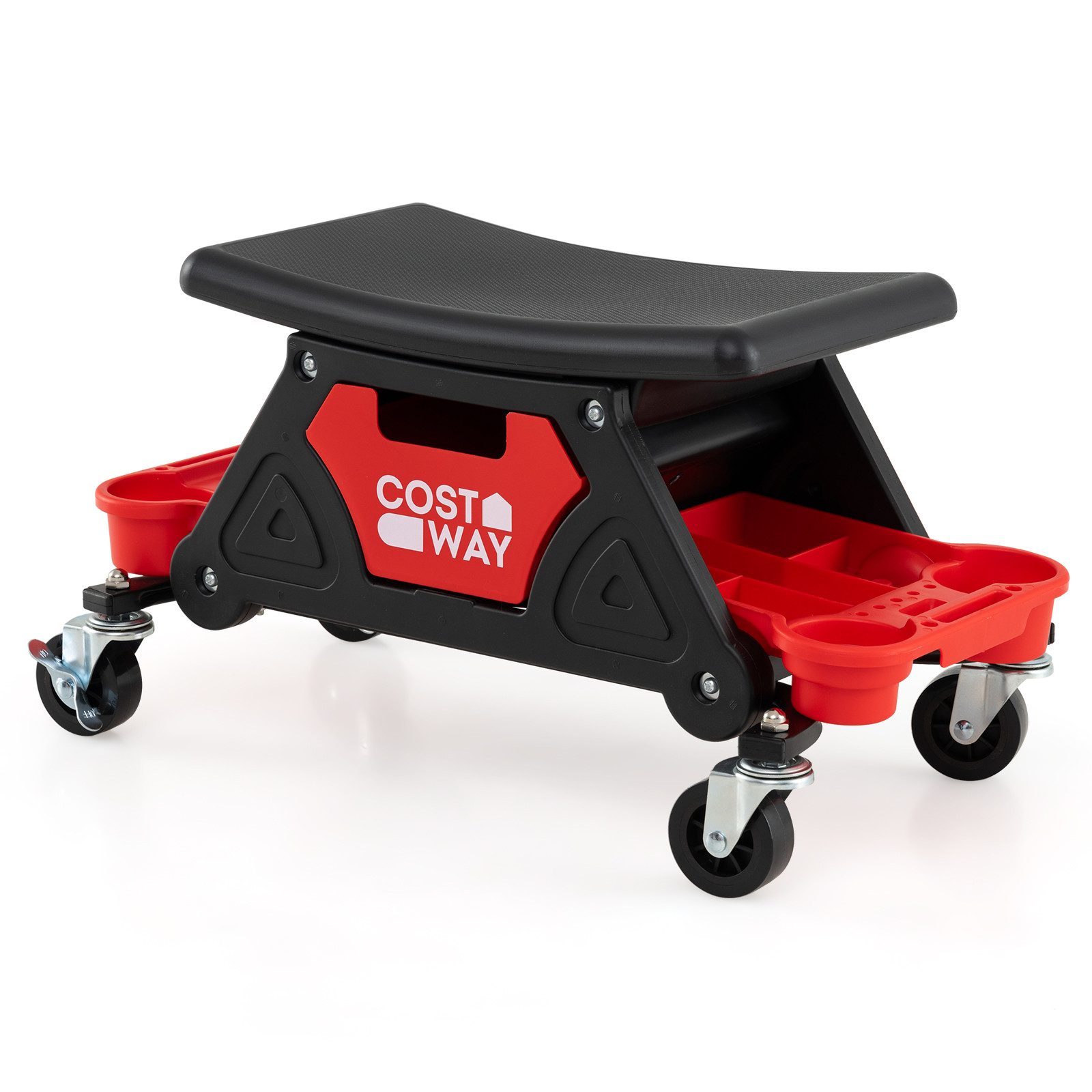 COSTWAY Transportroller, bis 135 kg, mit ausziehbarer Schublade & 2 Ablagen