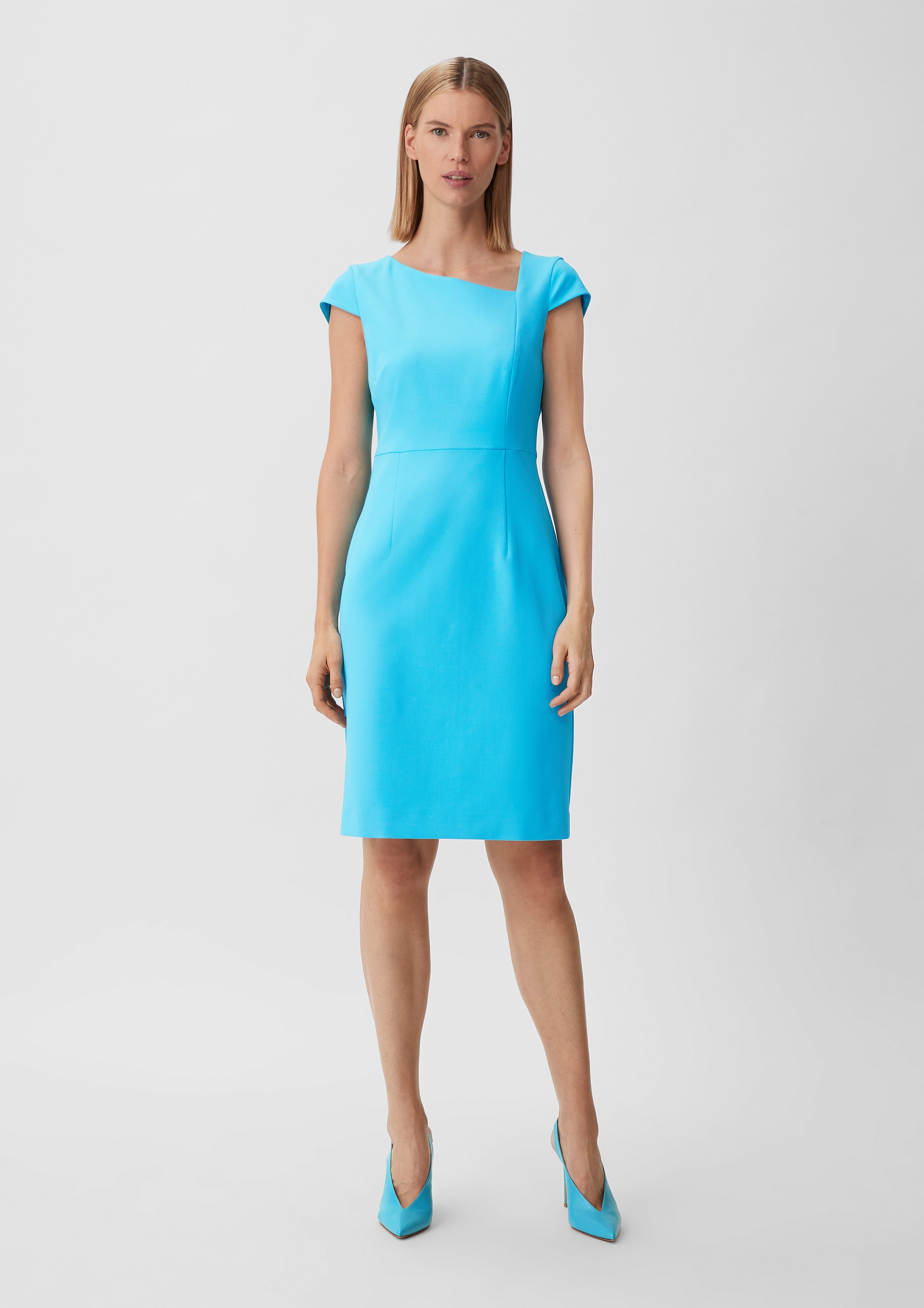 COMMANDER Kleid aus türkisblau Minikleid Ziernaht Comma Twill