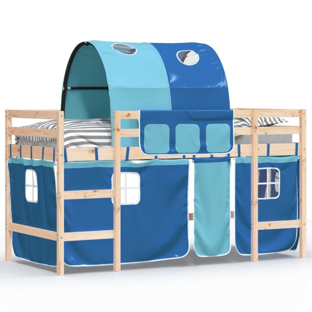 vidaXL Kinderbett 80 x 200 cm Kinderhochbett mit Tunnel Blau 80x200 cm Massivholz Kiefer