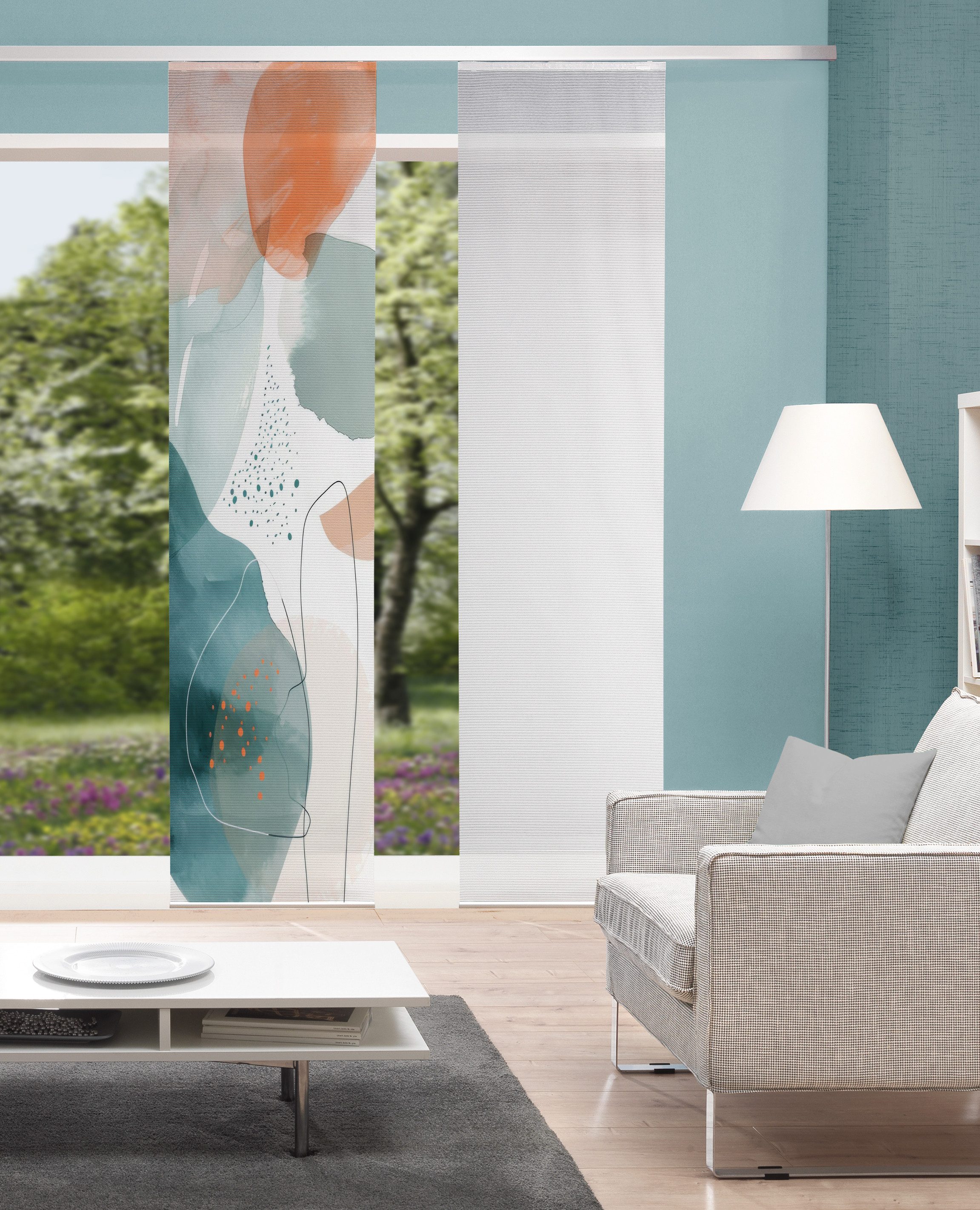 Vision S Schiebegardine AQUA (1 St), Paneelwagen, halbtransparent, Polyester, digital bedruckt