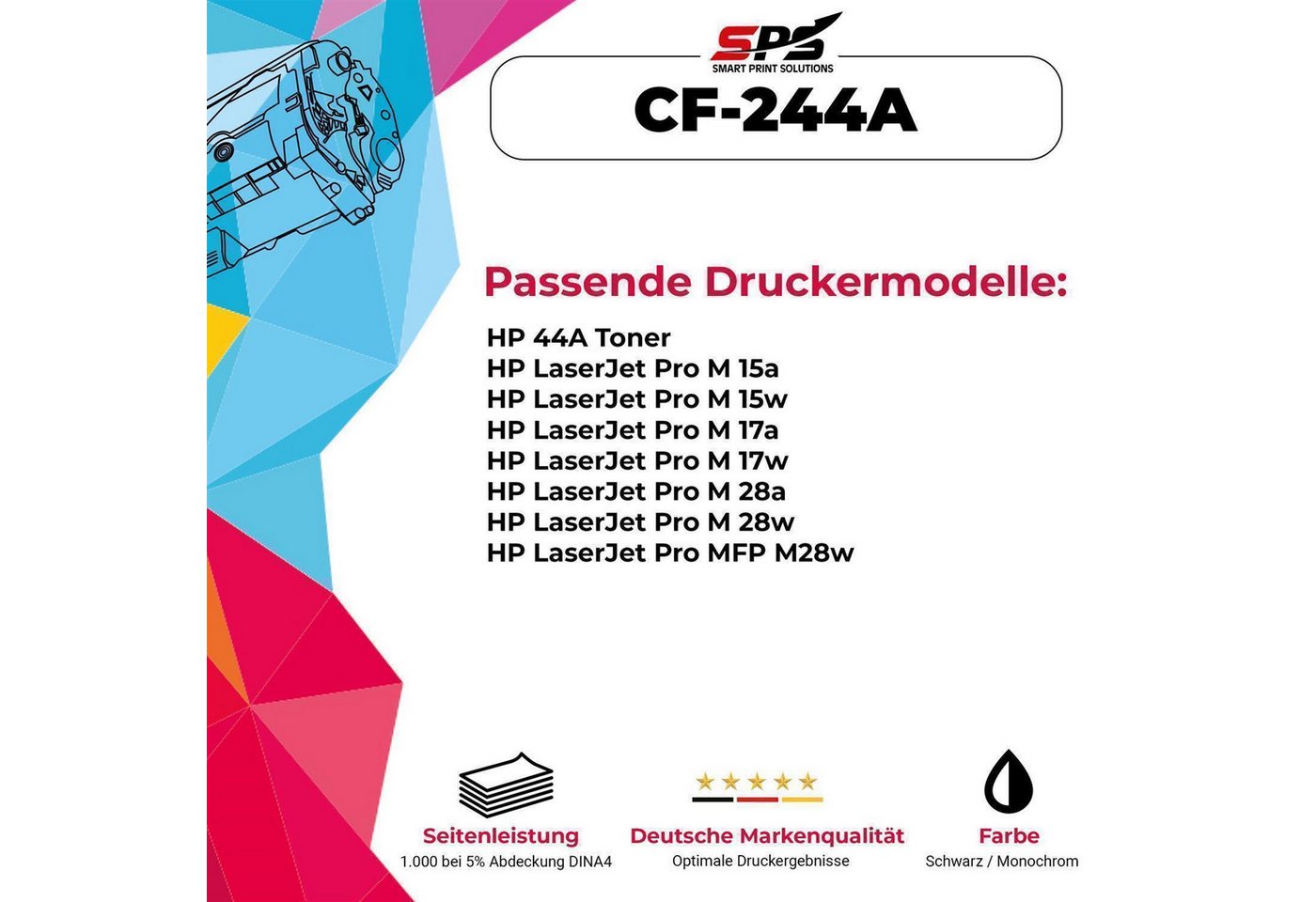 Thumbnail - SPS Tonerkartusche 2er-Set Toner kompatibel zu HP CF244A / 44A – Schwarz, (Doppelpack Tonerkartuschen, 2-St., 2er-Set), ...