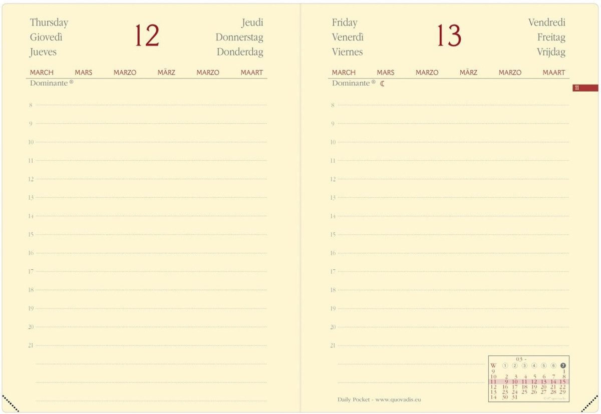 Quo Vadis Taschenkalender Kalender Daily Pocket 8,8x13cm Silk bordeaux
