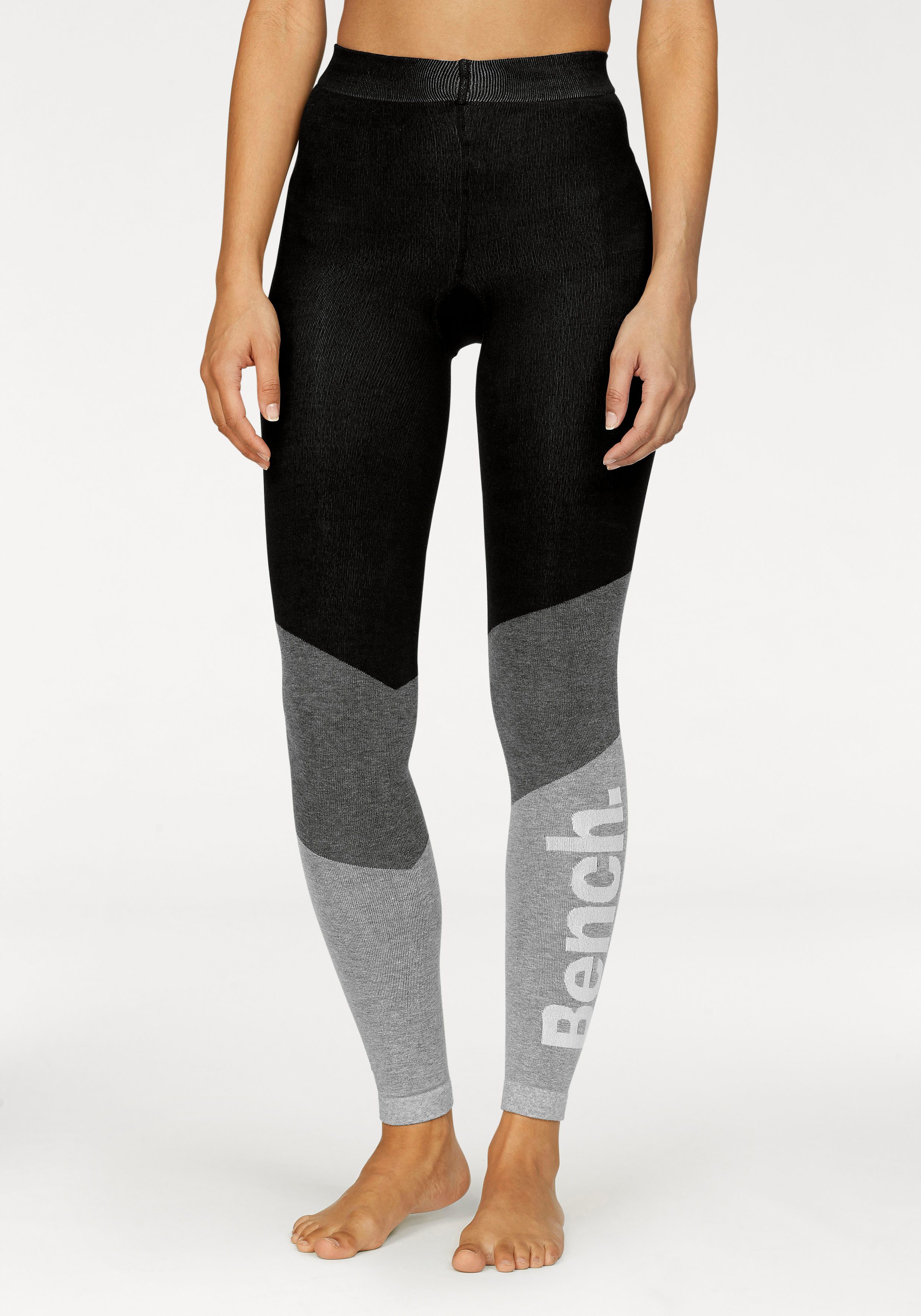 Bench. Strickstrumpfleggings Damen, Teenie (Packung Gr. 32/34 bis 40/42) Strickstrumpfhose ohne Fuß im sportiven Colorblockdesign
