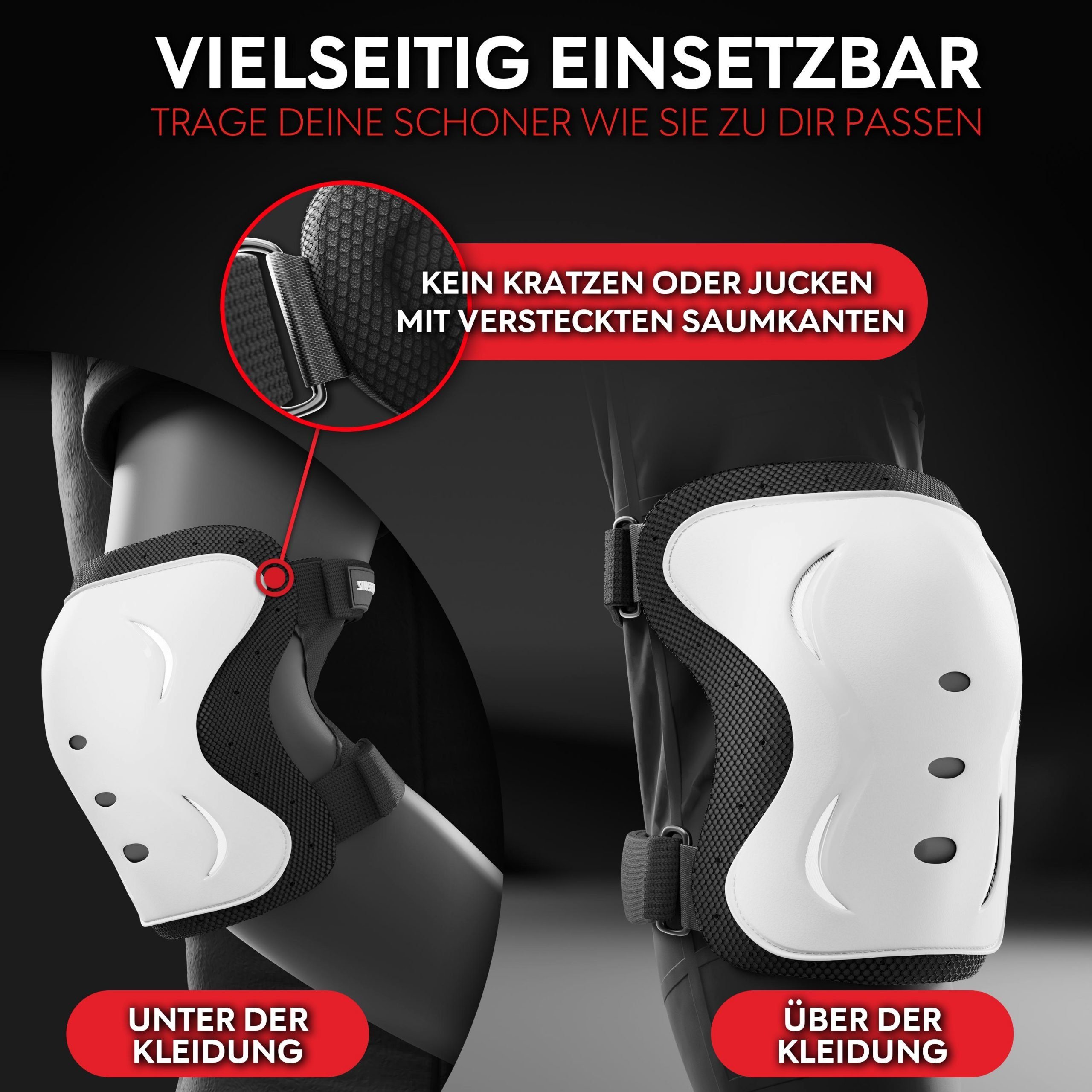 SKATEWIZ Protektoren-Set Schoner Inliner Geschenke für Kinder Knieschoner Erwachsene (Schützer Set Inliner skates Kinder und Rollschuhe, 6-tlg., Knieschoner Kinder - Inliner Schoner Erwachsene Schützer Inliner), Skateboard Schutzausrüstung Schlittschuhe Schoner