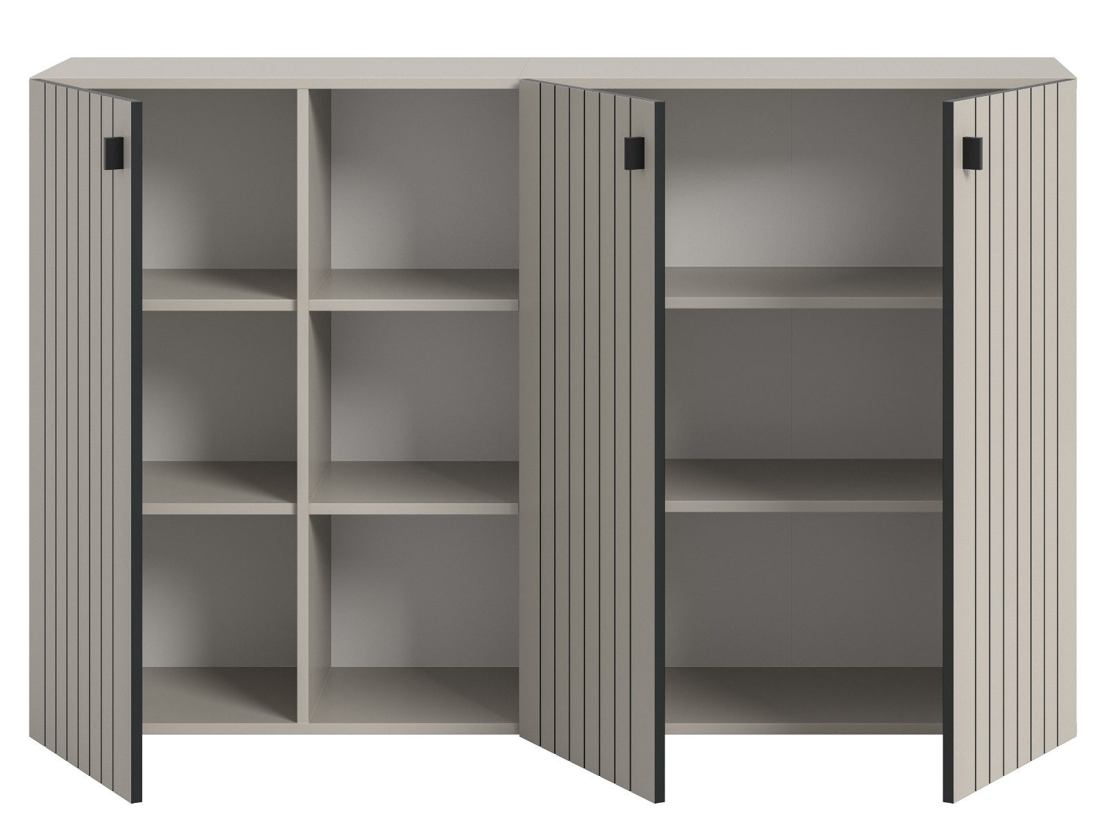 Inn.Furn Garderoben-Set Loreno, (Flurgarderobe in Kaschmir / Sand mit Schwarz, Set 3-teilig, 195 x 192 cm), mit großer Schuhkommode – Bild 5 von 5