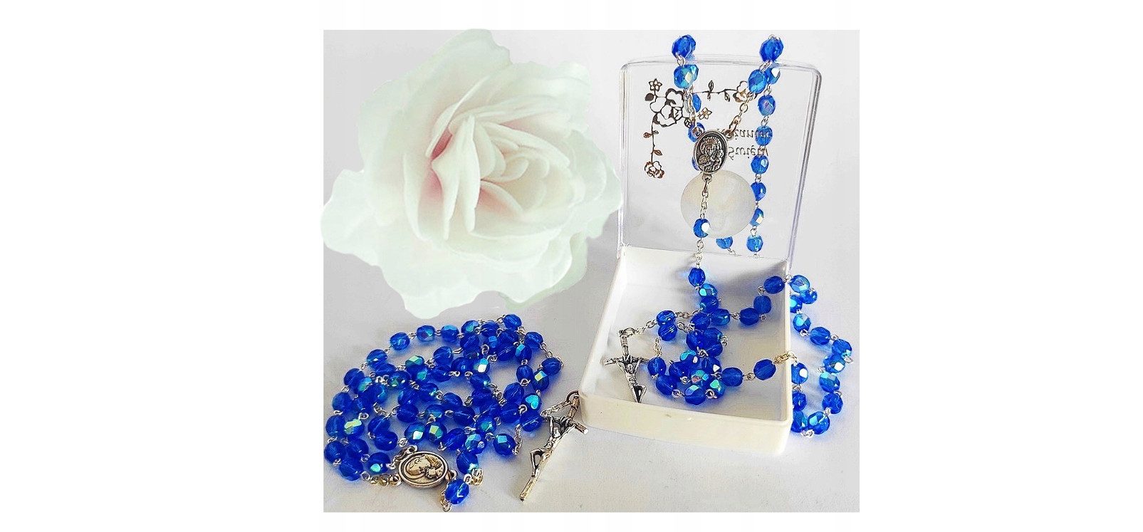 Festivalartikel Collier Schöner Blauer Kristall Rosenkranz - Perfektes Gesc günstig online kaufen