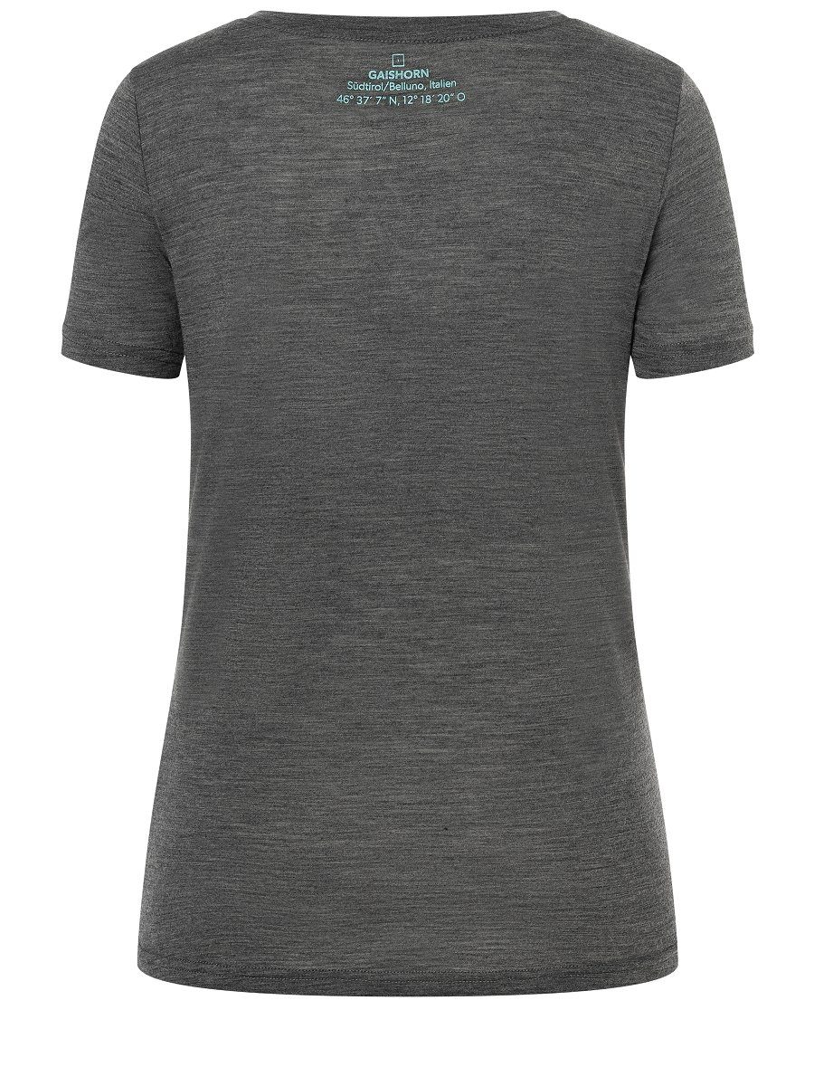 SUPER.NATURAL Grey T-Shirt Merino ZINNEN Print-Shirt W Pirate genialer DREI TEE Merion-Materialmix Melange/Wasabi