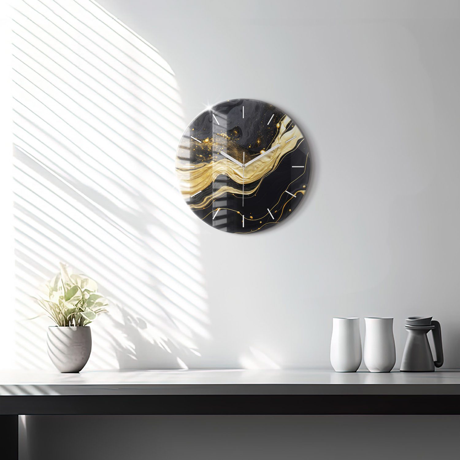 Tulup Wanduhr Moderne Glasuhr Goldene Marmor-Uhr günstig online kaufen