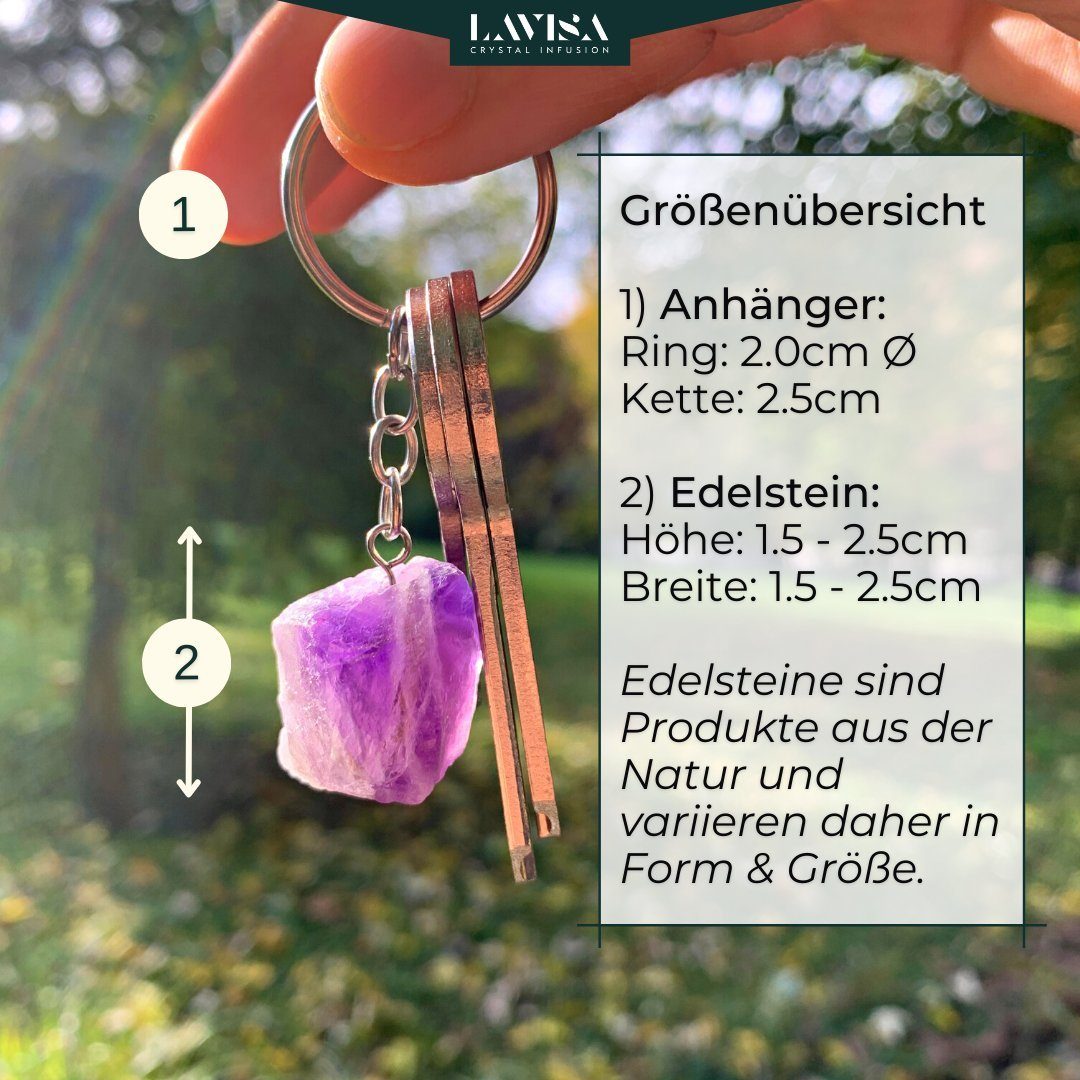 LAVISA Anhänger - Edelstein Schlüssel - Amethyst Naturstein Schlüsselanhänger Glücksbringer