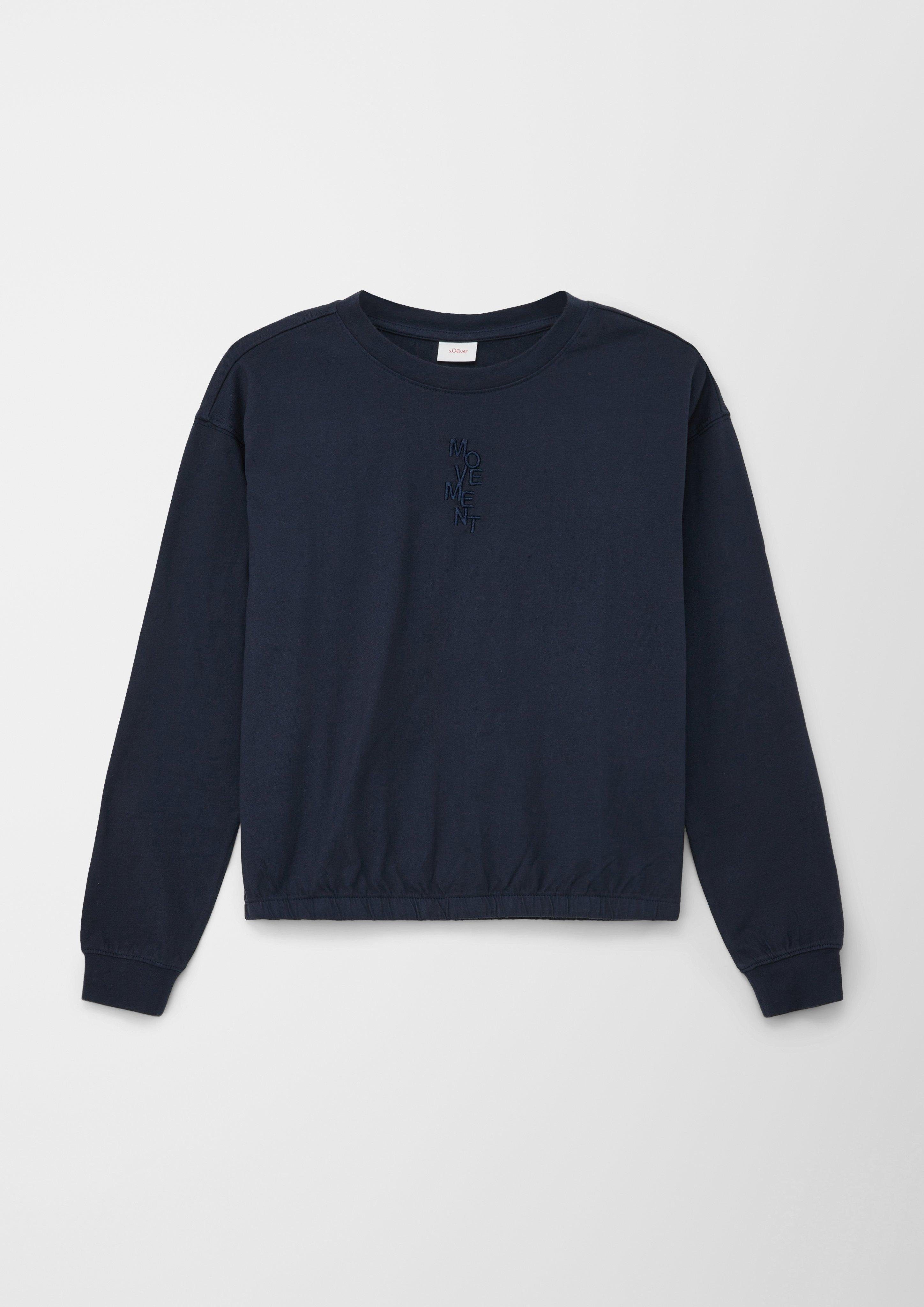 s.Oliver Langarmshirt Langarmshirt mit Frontstickerei Stickerei, Garment Dye navy