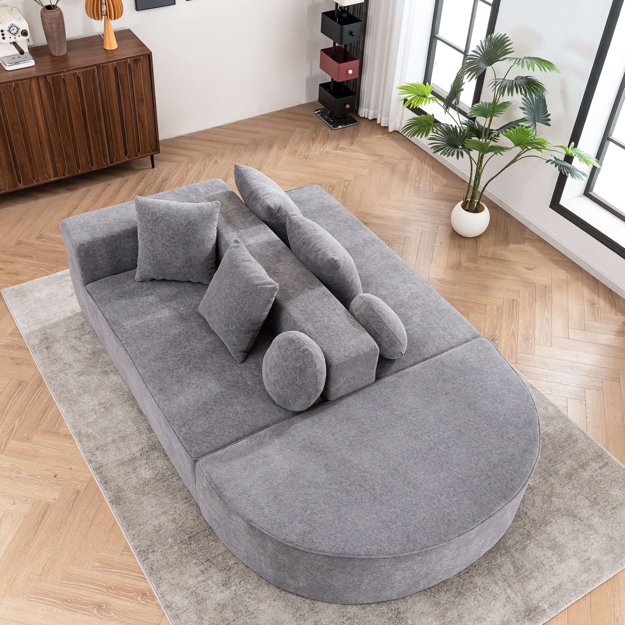 HAUSS SPOLE Sofa Wohnzimmersofa Chaiselongue,couch mit Bequemes Chenille-Stoff, Modernes Modulares Wolkensofa – Bequemes Schlafsofa, Kein Aufbau erforderlich, Flexibles Design, Hautfreundlicher Cheryl-Stoff, Vollständige Schaumstoffstruktur., mit Relaxfunktion