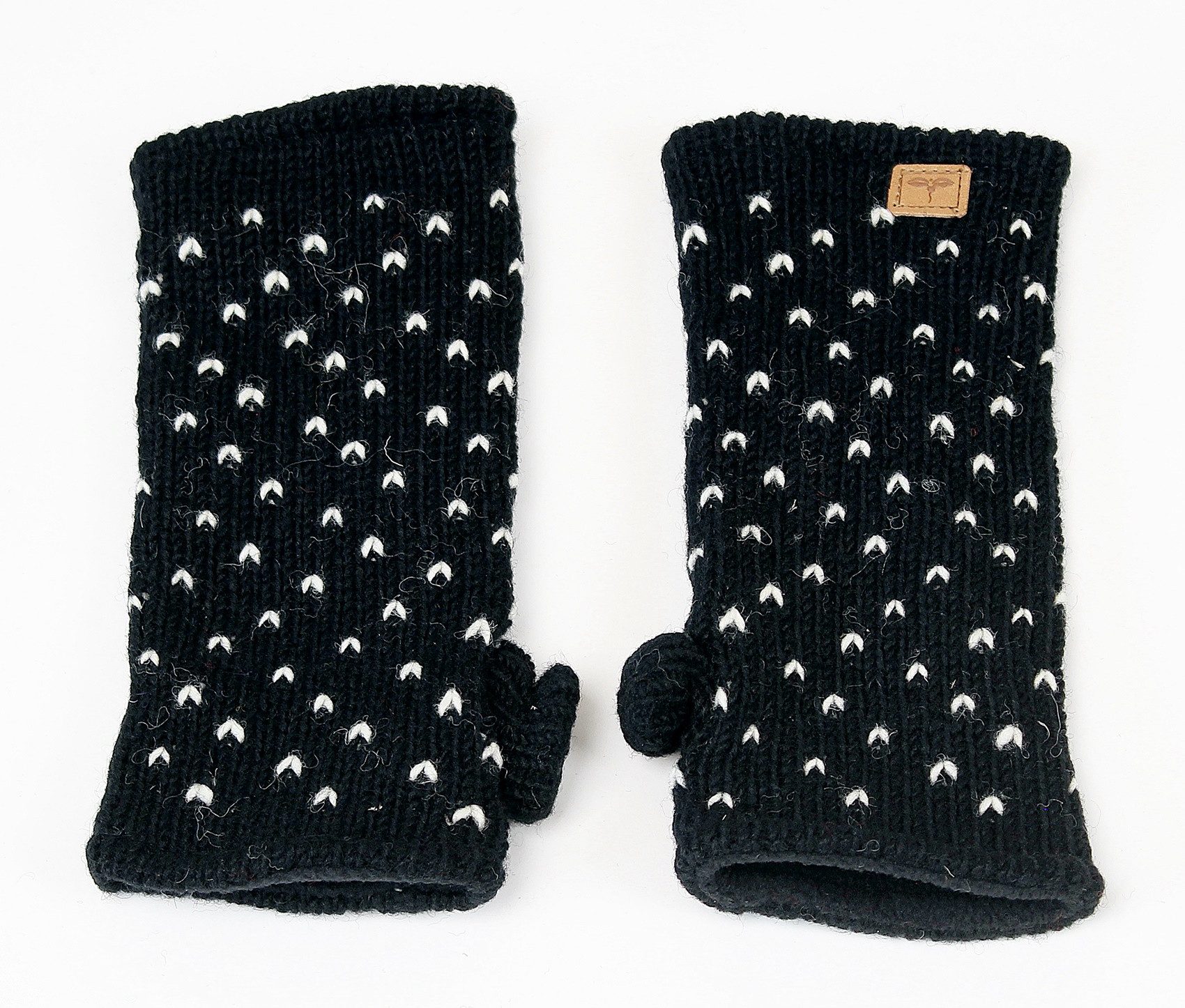 BUDDHA arts&more Armstulpen Gemusterte Pulswärmer mit Daumen Handarbeit aus Nepal