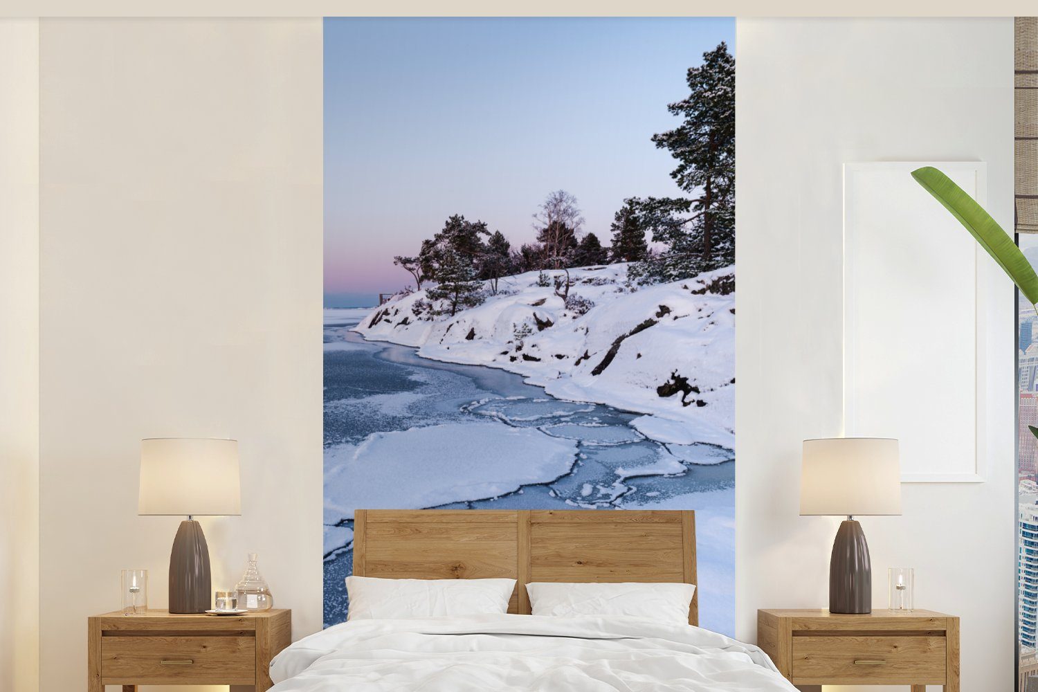 MuchoWow Fototapete Meer - Eis - Schnee, Matt, bedruckt, (2 St), Vliestapete für Wohnzimmer Schlafzimmer Küche, Fototapete