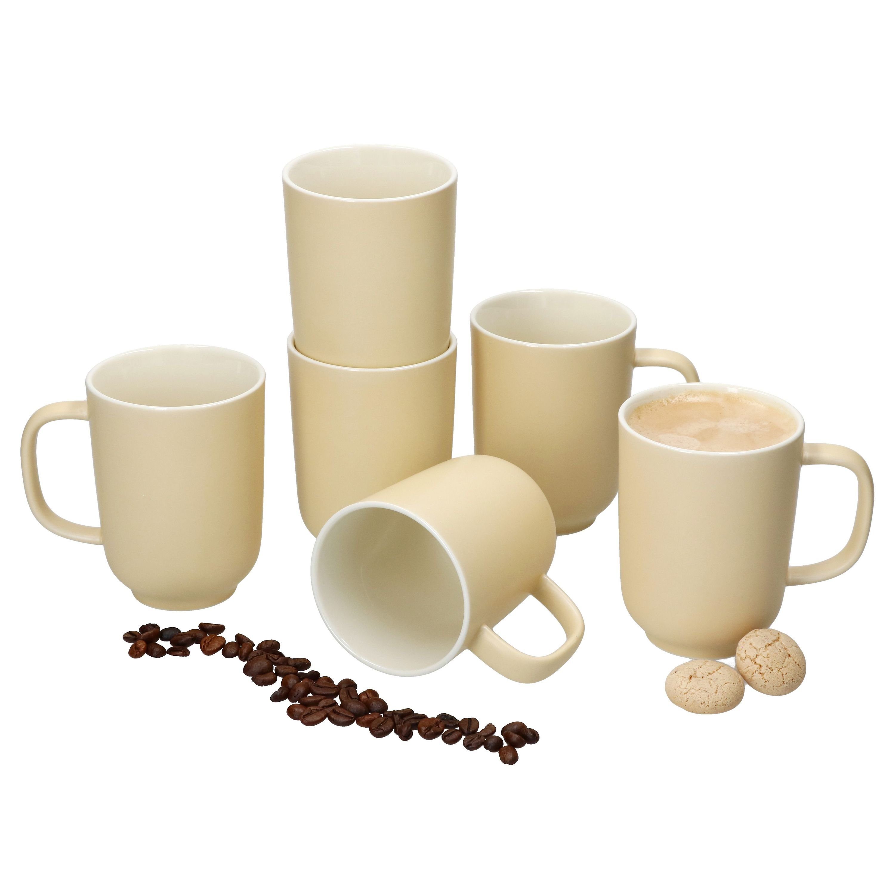 Ritzenhoff & Breker Becher Ritzenhoff 6x Jasper Kaffeebecher 250ml H10,4cm Vanille Tee-Tassen, Steingut