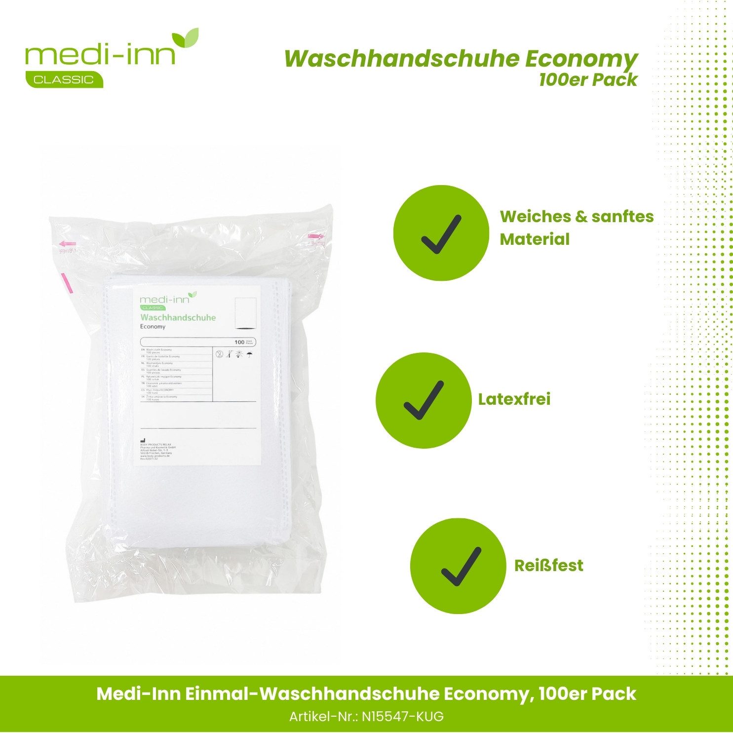 Medi-Inn Waschlappen Waschhandschuhe Economy 100er Pack, (N15547-KUG)