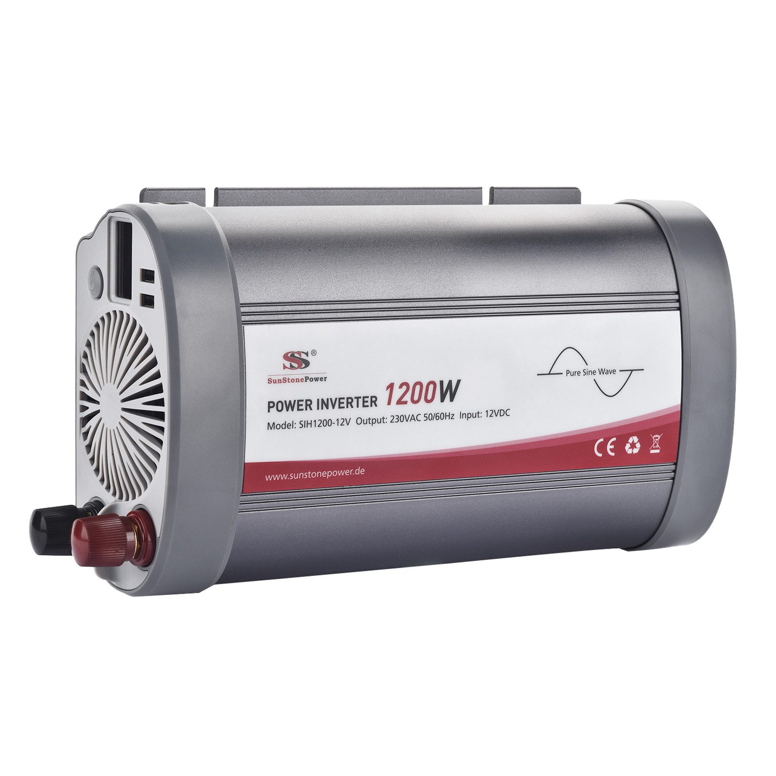Spannungswandler 1200W Reiner Sinus Wechselrichter (2400W Surge) DC 12V auf AC 230V