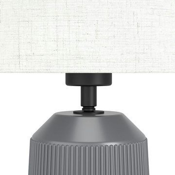 EGLO Tischleuchte CAPALBIO, ohne Leuchtmittel, Nachttischlampe, Keramik in Grau und Textil in Beige, E27 Fassung