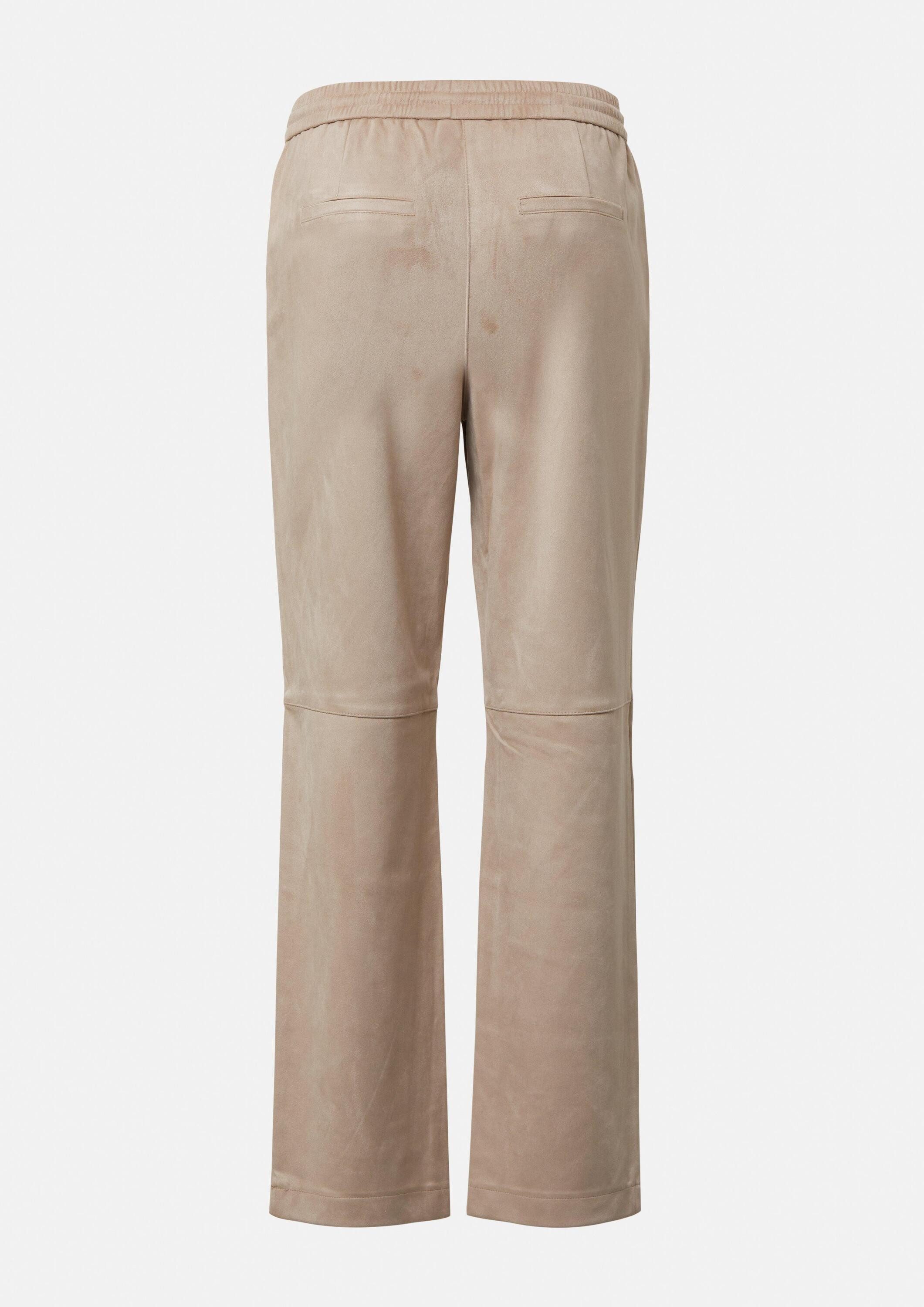 comma Jogginghose Hose Jogpants in Veloursleder-Optik