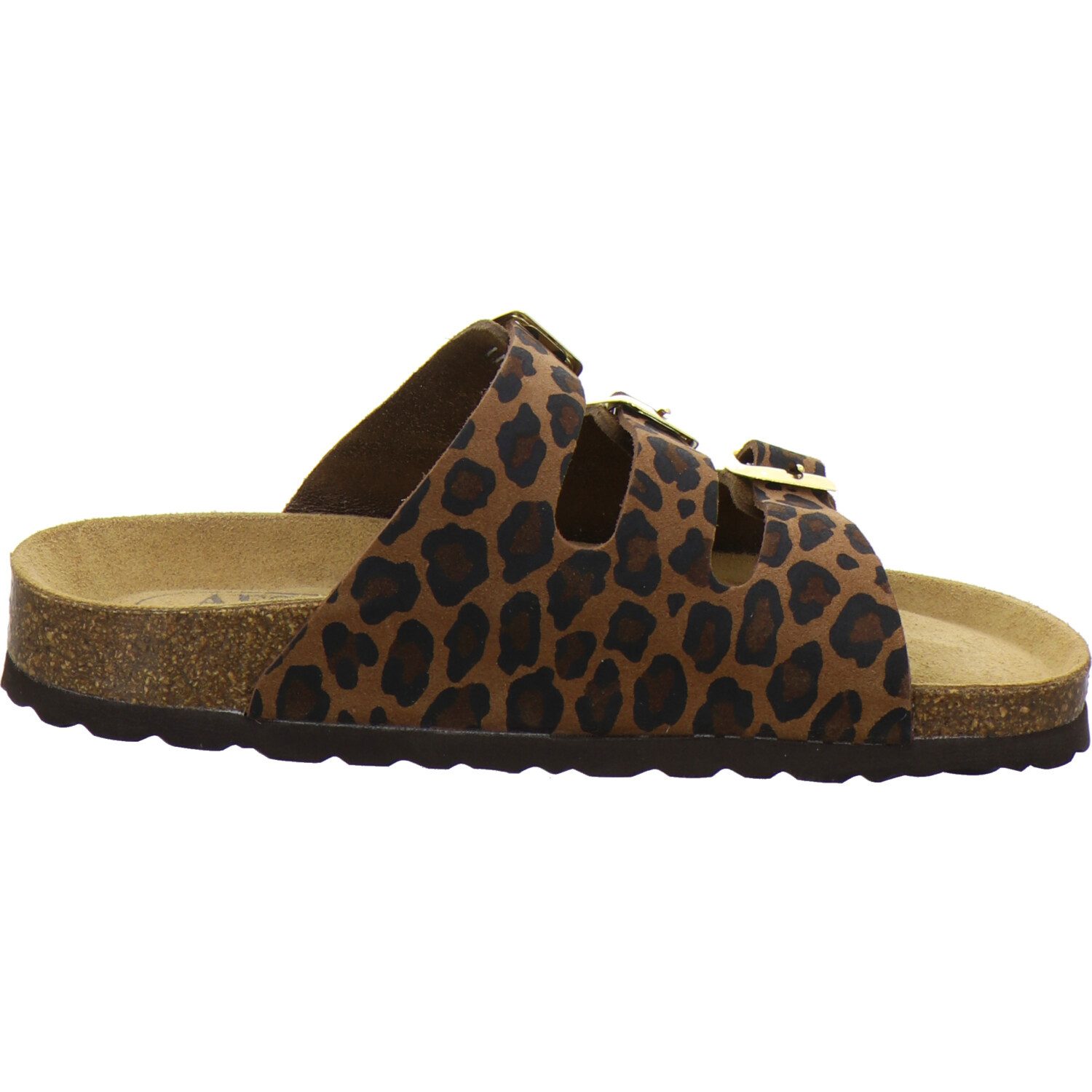 AFS-Schuhe 213393 Dreischnaller Pantolette für Damen mit Fußbett, bequeme Sandalen aus Leder